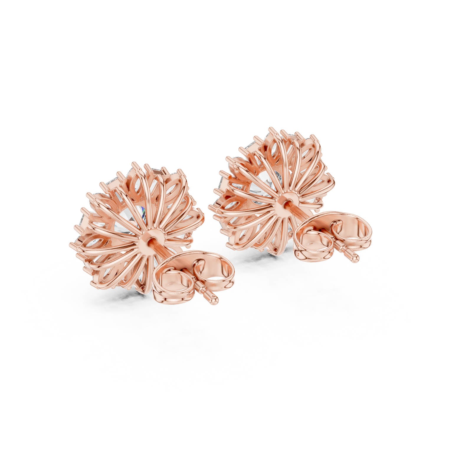 1.99 Ct. Round Diamond Floral Cluster Earrings with Mixed-Cut Halo (AER-45) 10