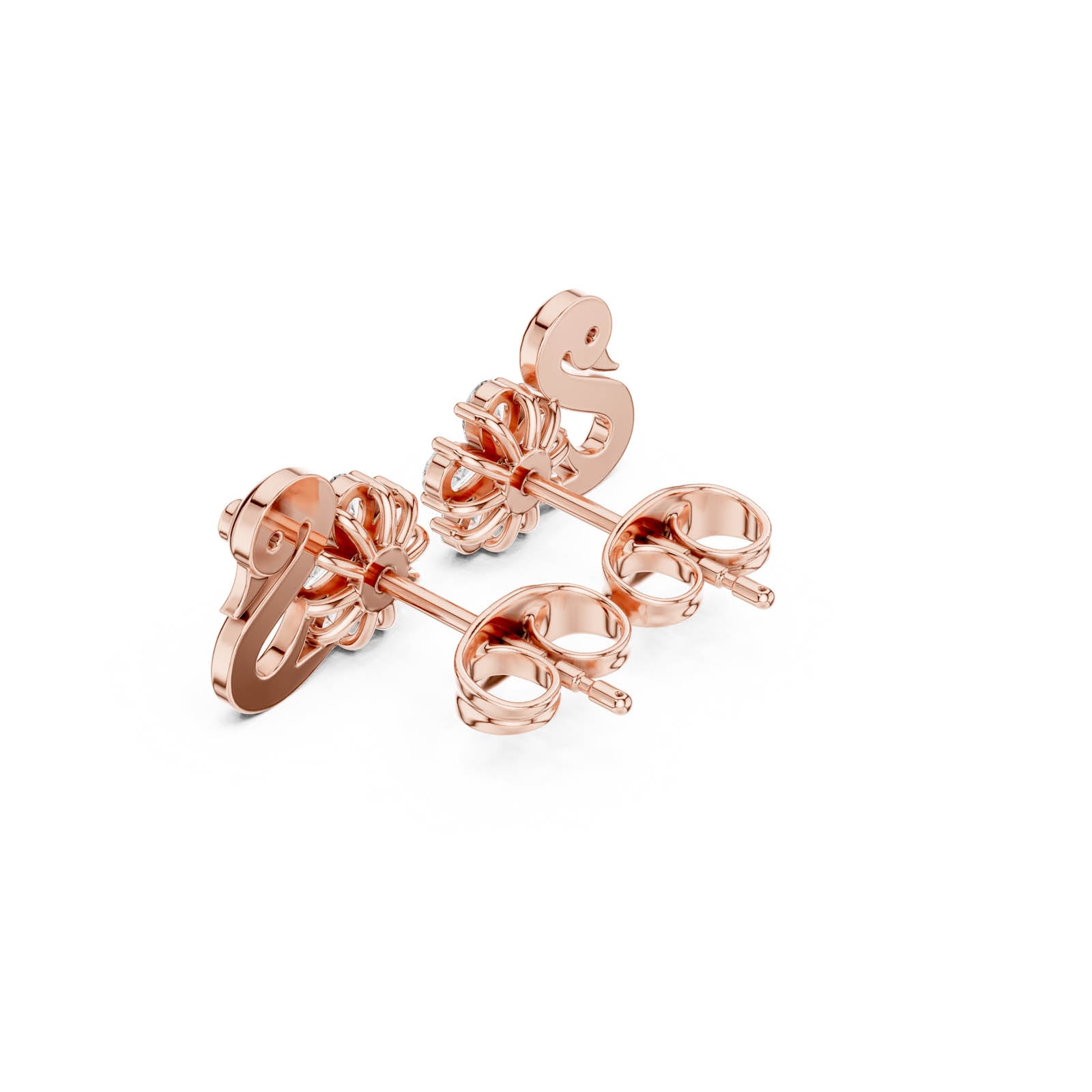 .42 Ct. Swan and Diamond Flower Cluster Earrings (AER-73) 4