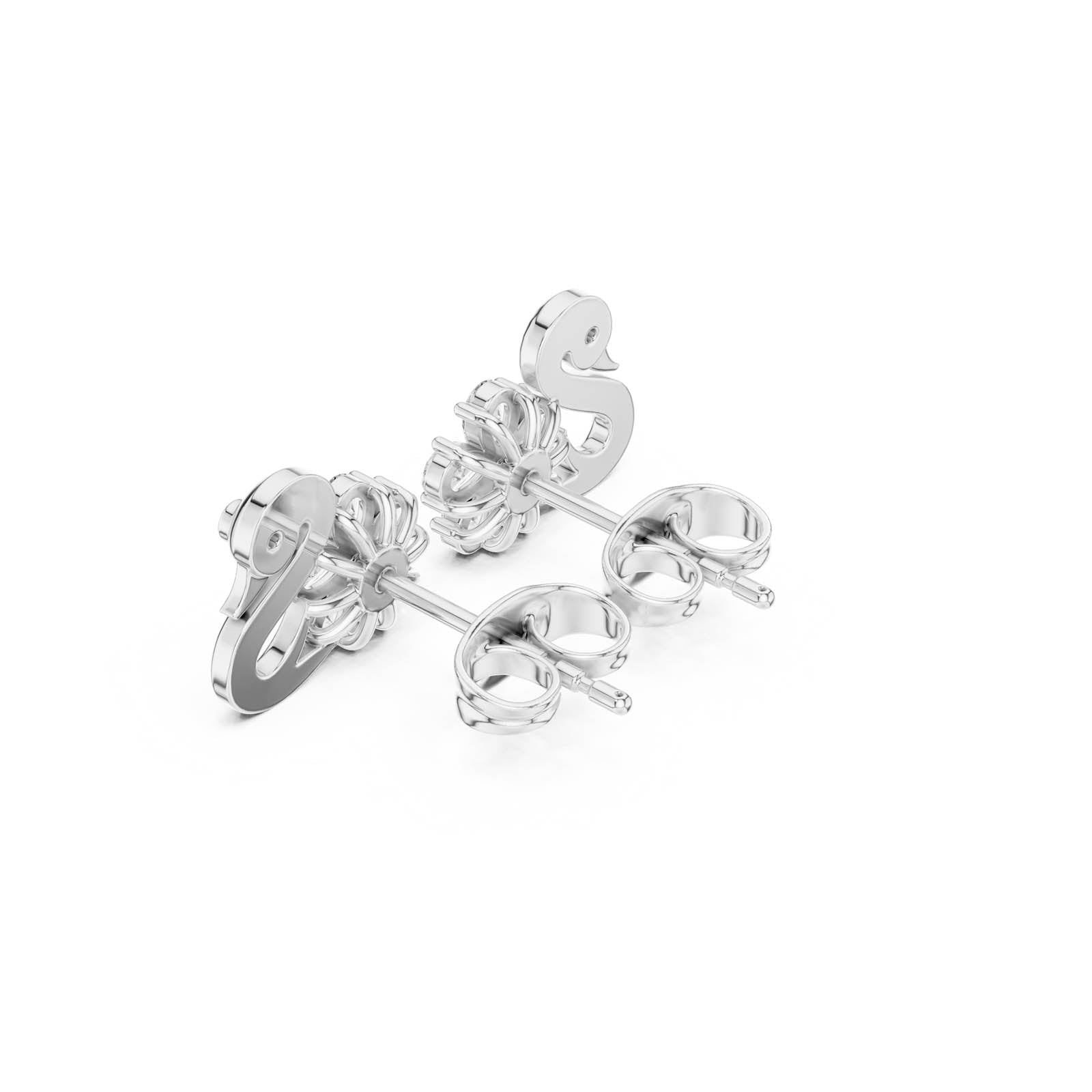 .42 Ct. Swan and Diamond Flower Cluster Earrings (AER-73) 6
