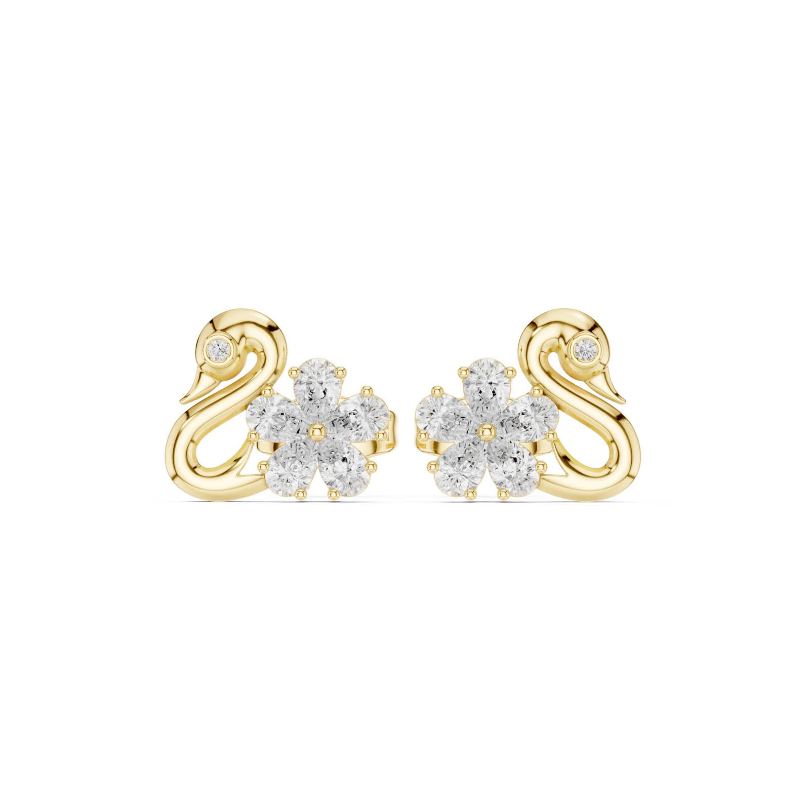 .42 Ct. Swan and Diamond Flower Cluster Earrings (AER-73) 10
