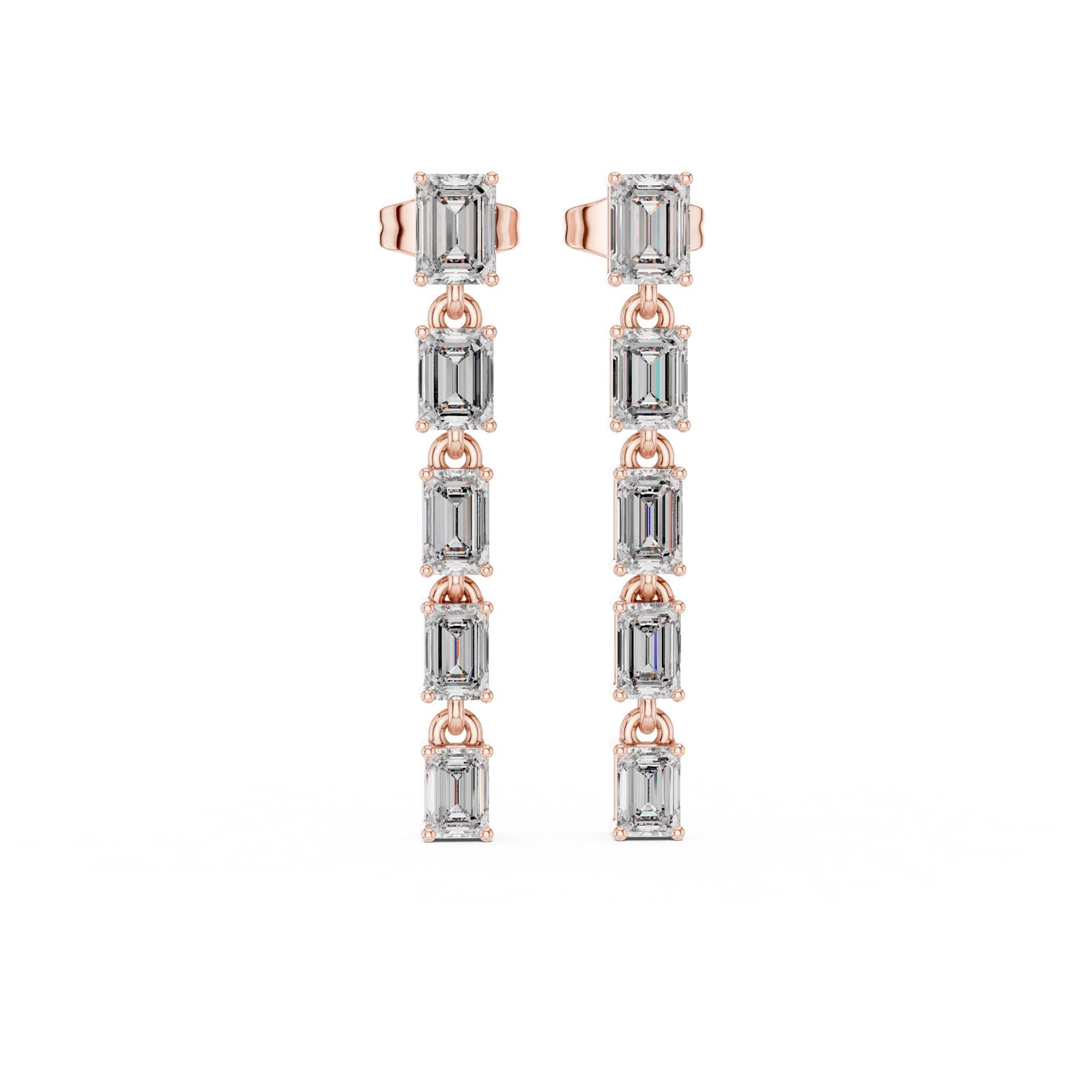 עגילי טיפה משובצים ביהלומי אמרלד 2.75 קרט בעיצוב ליניארי (AGDER-202) 9