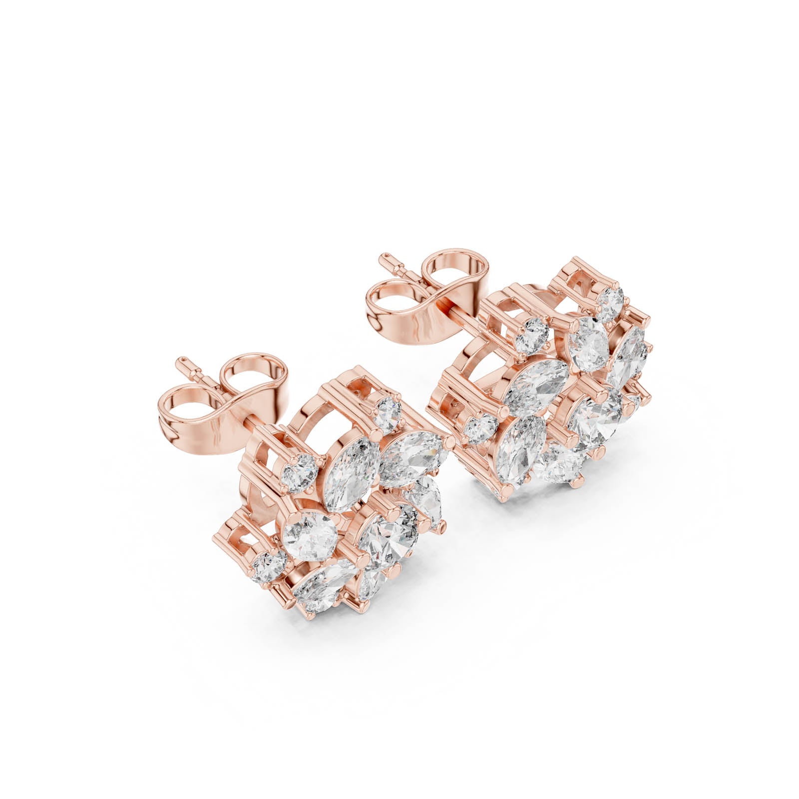 1.94 Ct. Floral Multi-Shape Diamond Cluster Earrings (AGDER-215) 10