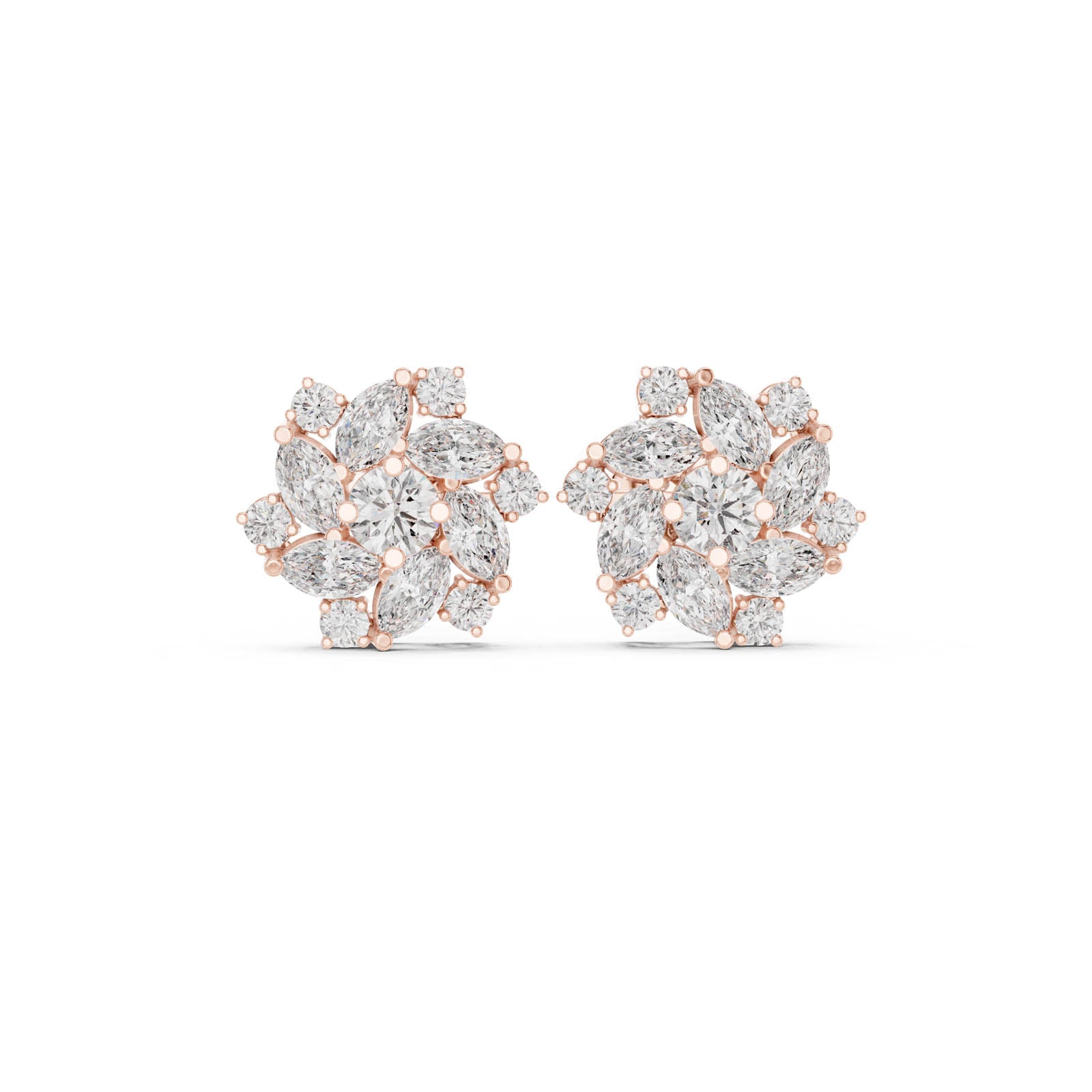 1.94 Ct. Floral Multi-Shape Diamond Cluster Earrings (AGDER-215) 11
