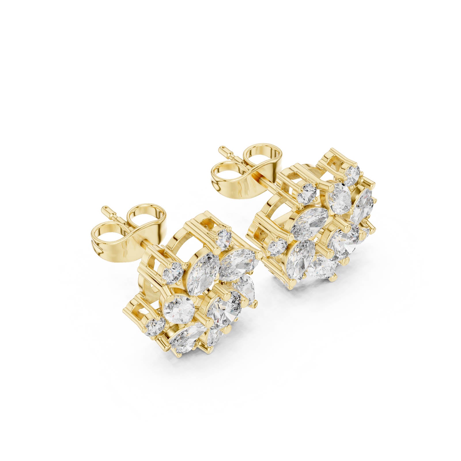 1.94 Ct. Floral Multi-Shape Diamond Cluster Earrings (AGDER-215) 2