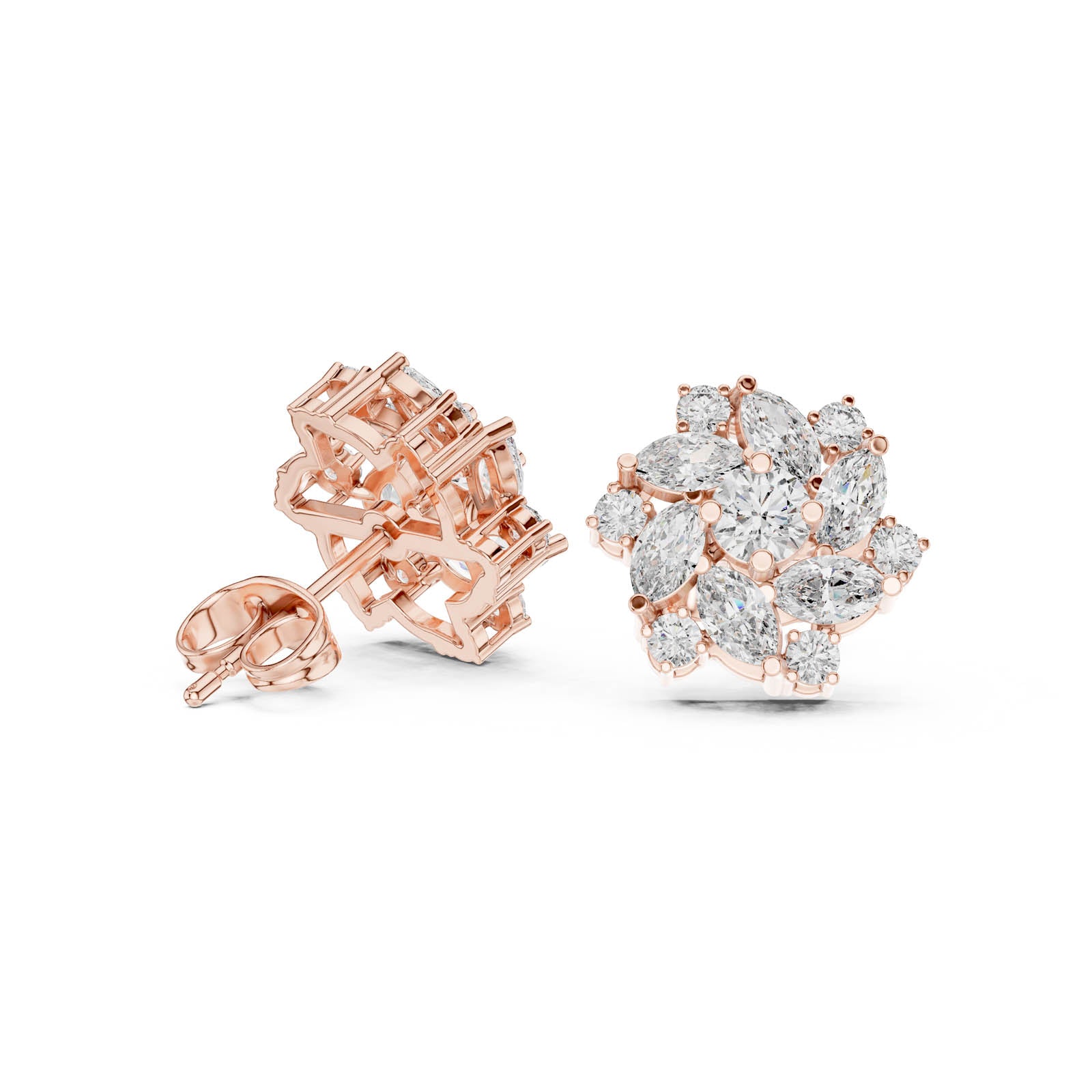 1.94 Ct. Floral Multi-Shape Diamond Cluster Earrings (AGDER-215) 4