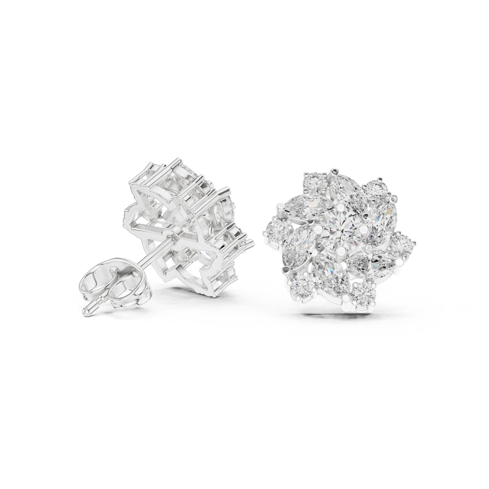 1.94 Ct. Floral Multi-Shape Diamond Cluster Earrings (AGDER-215) 5