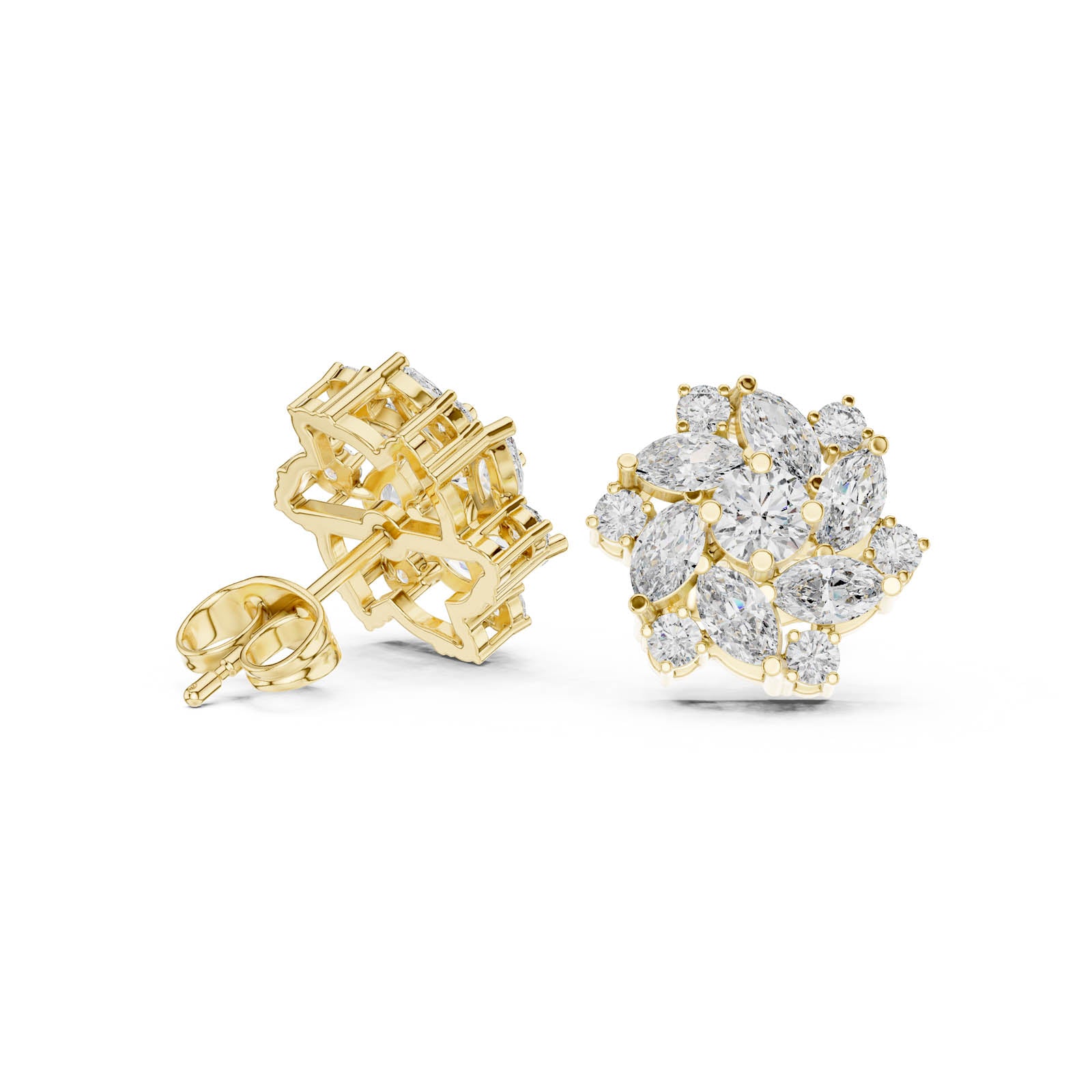 1.94 Ct. Floral Multi-Shape Diamond Cluster Earrings (AGDER-215) 9