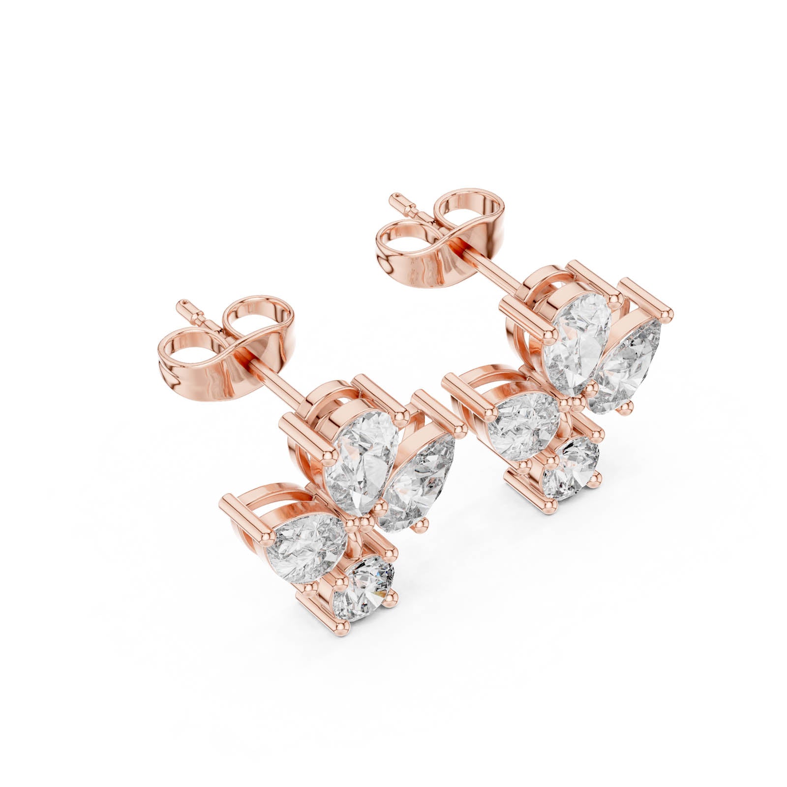 1.92 Ct. Butterfly Diamond Drop Earrings with Pear and Round Diamonds (AGDER-218) 10