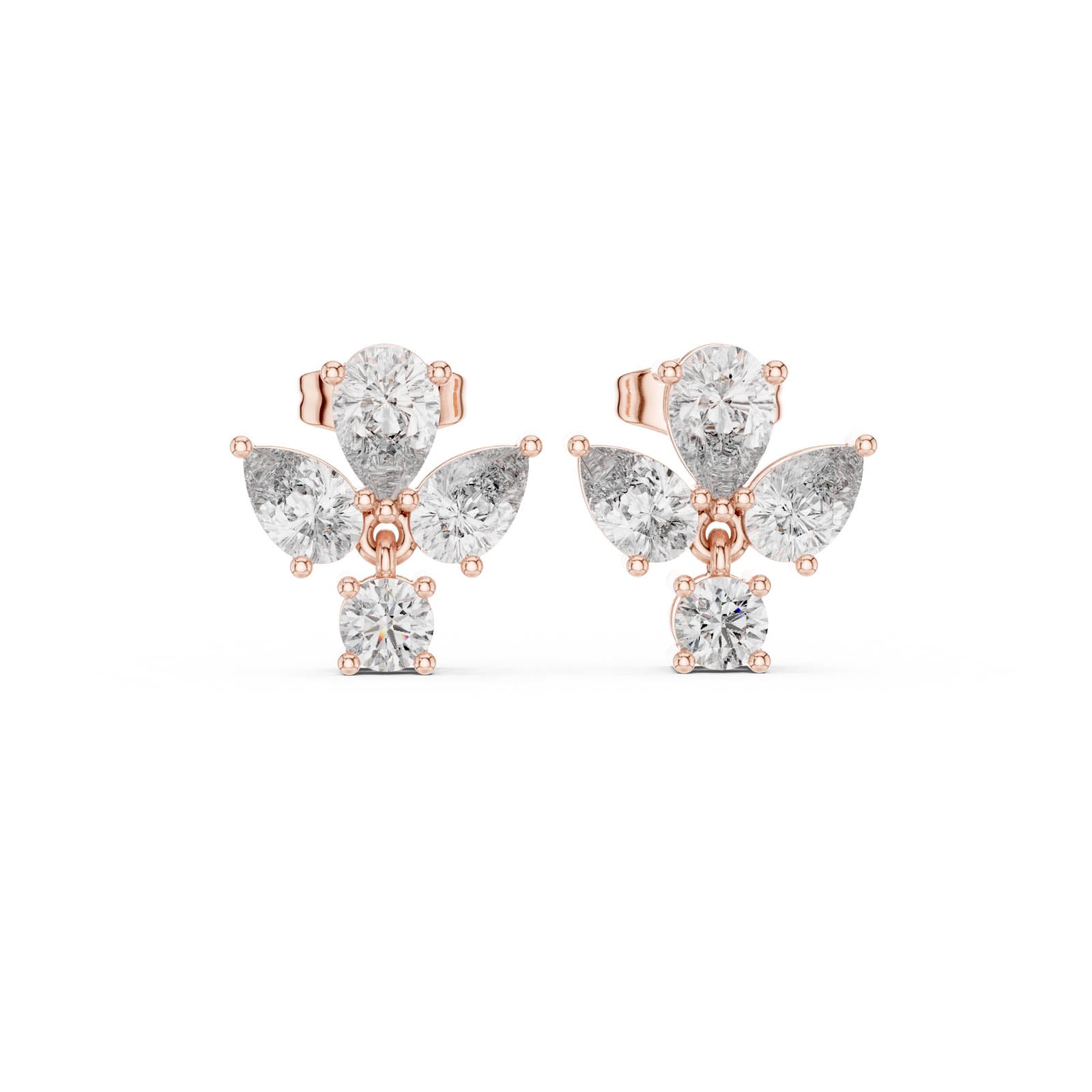 1.92 Ct. Butterfly Diamond Drop Earrings with Pear and Round Diamonds (AGDER-218) 11