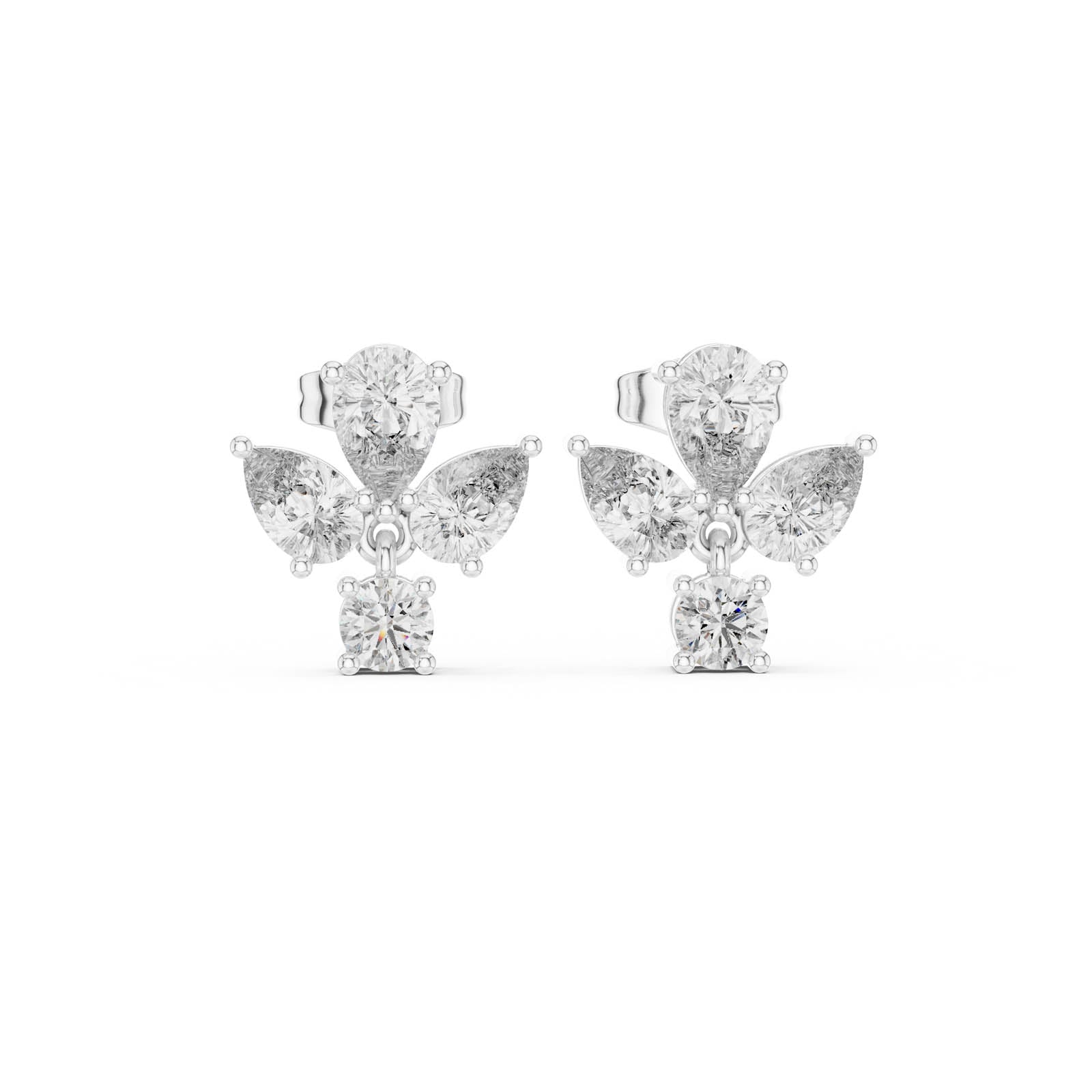1.92 Ct. Butterfly Diamond Drop Earrings with Pear and Round Diamonds (AGDER-218) 1