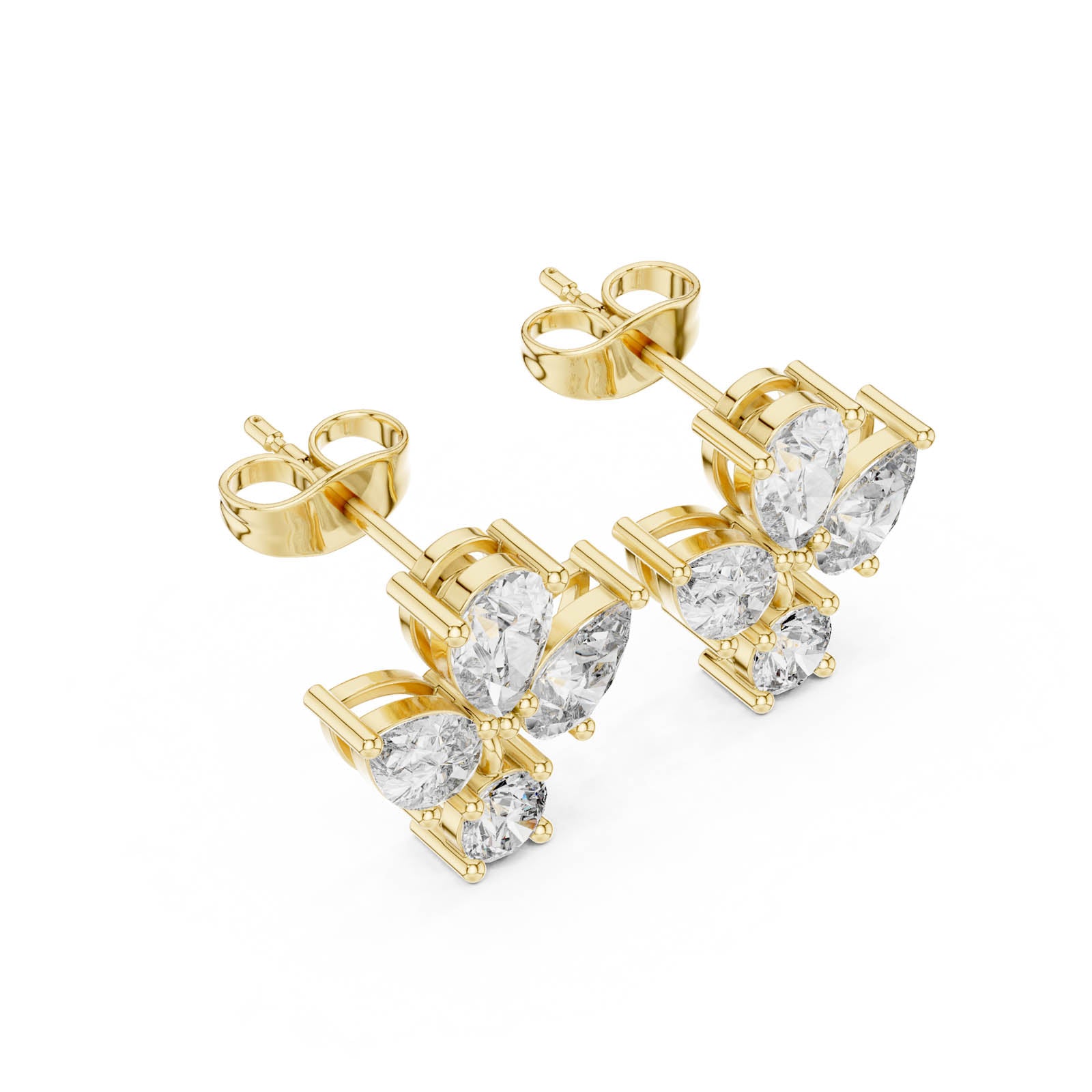 1.92 Ct. Butterfly Diamond Drop Earrings with Pear and Round Diamonds (AGDER-218) 2