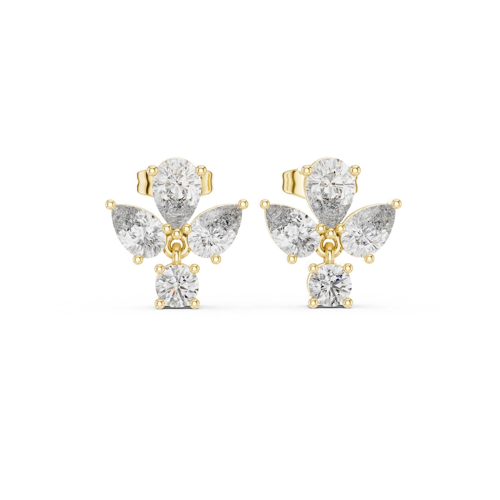 1.92 Ct. Butterfly Diamond Drop Earrings with Pear and Round Diamonds (AGDER-218) 5