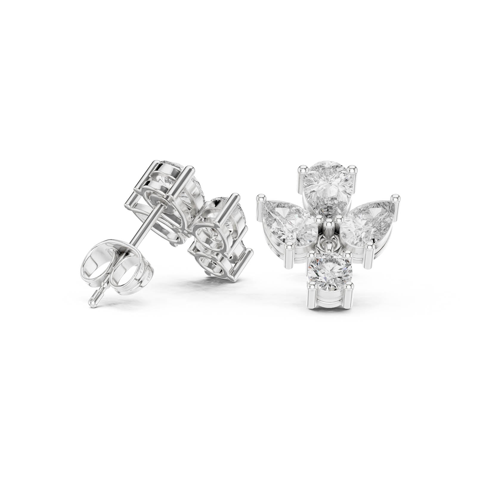 1.92 Ct. Butterfly Diamond Drop Earrings with Pear and Round Diamonds (AGDER-218) 7