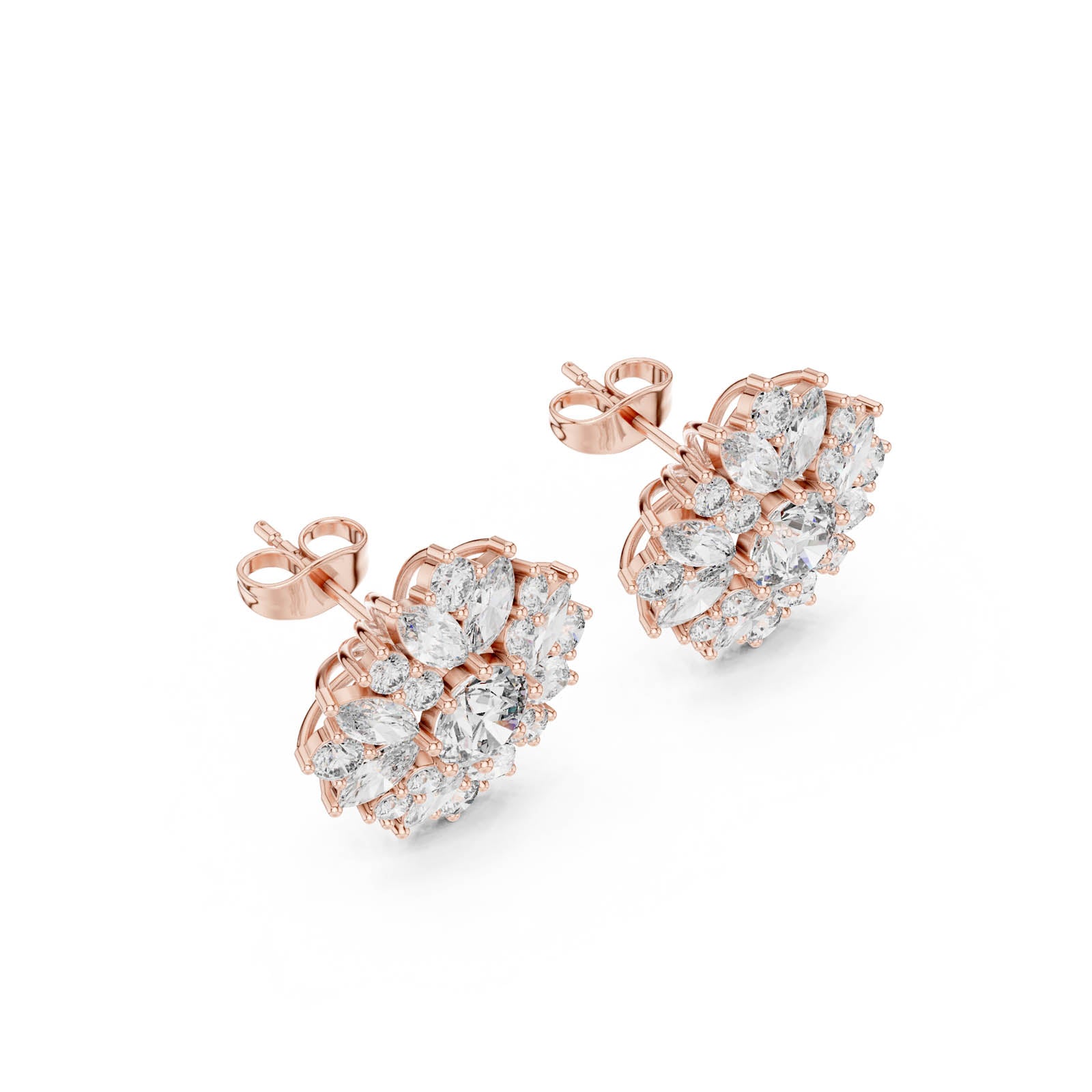 4.12 Ct. Floral Round and Marquise Diamond Cluster Earrings (AGDER-220) 5