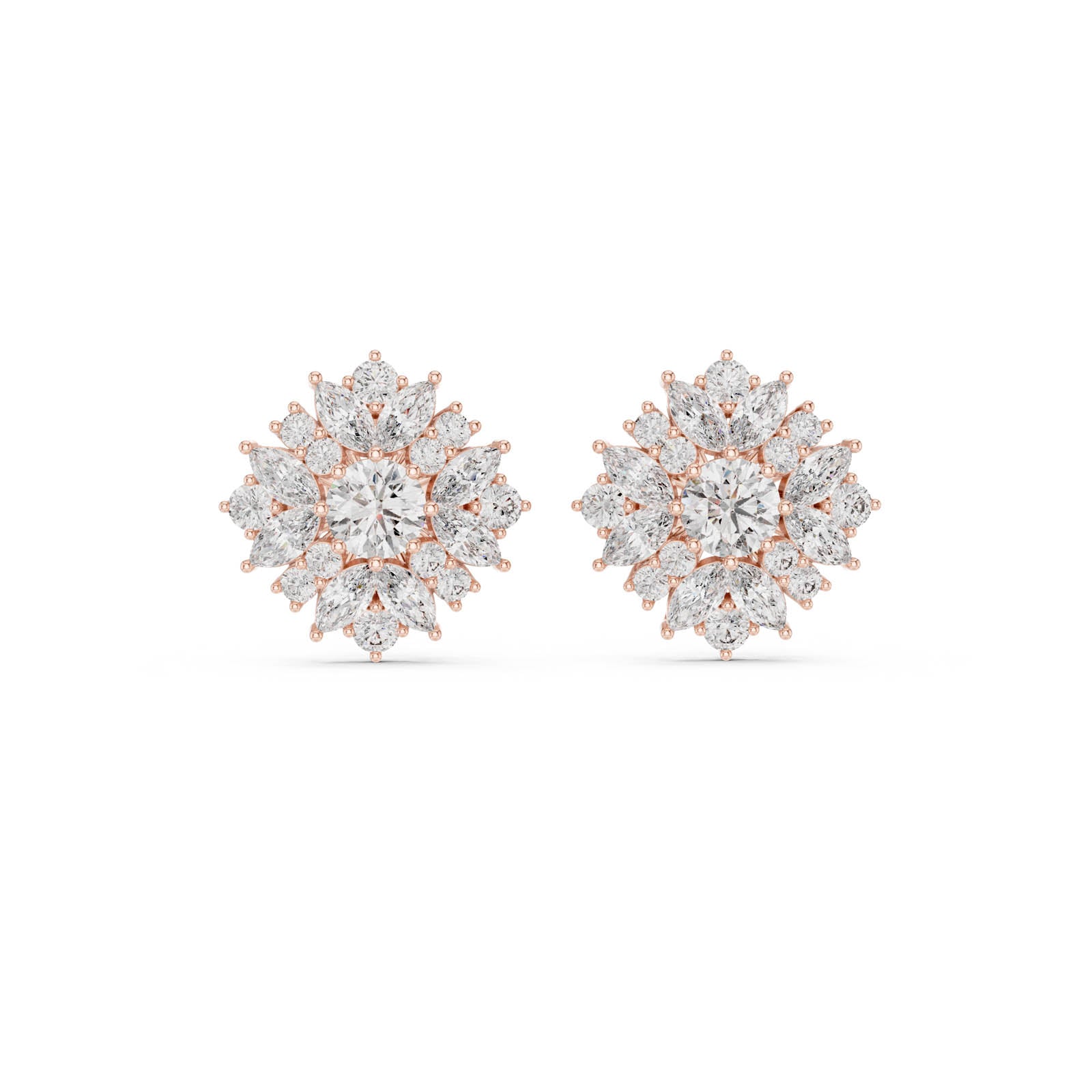 4.12 Ct. Floral Round and Marquise Diamond Cluster Earrings (AGDER-220) 13