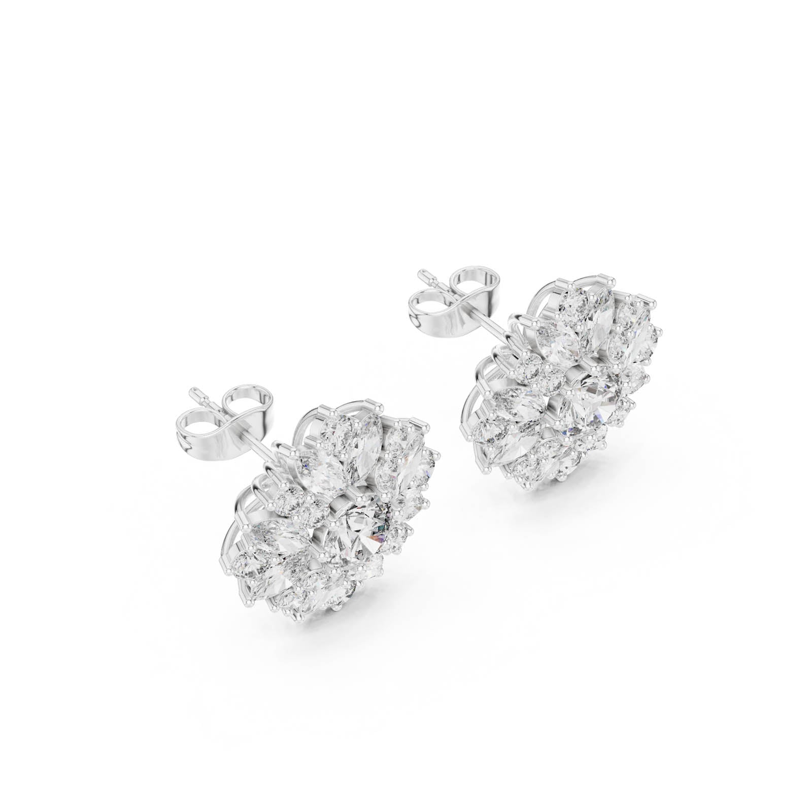 4.12 Ct. Floral Round and Marquise Diamond Cluster Earrings (AGDER-220) 6