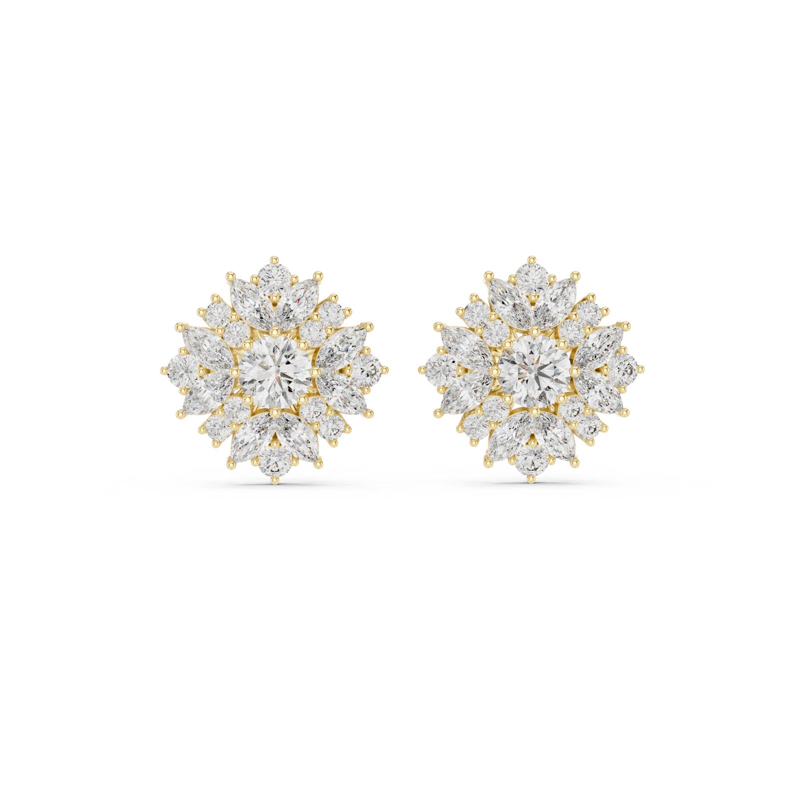 4.12 Ct. Floral Round and Marquise Diamond Cluster Earrings (AGDER-220) 12