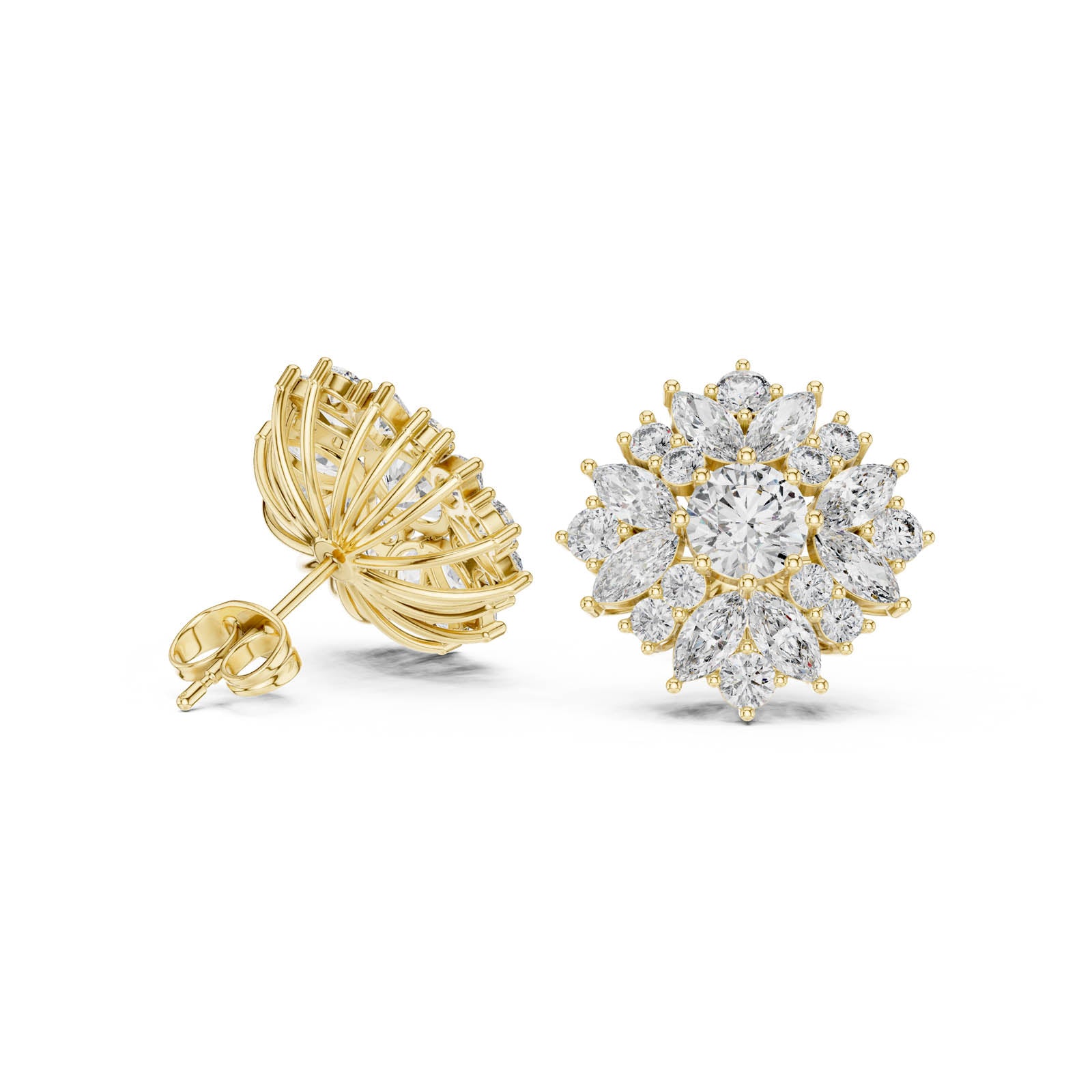 4.12 Ct. Floral Round and Marquise Diamond Cluster Earrings (AGDER-220) 10