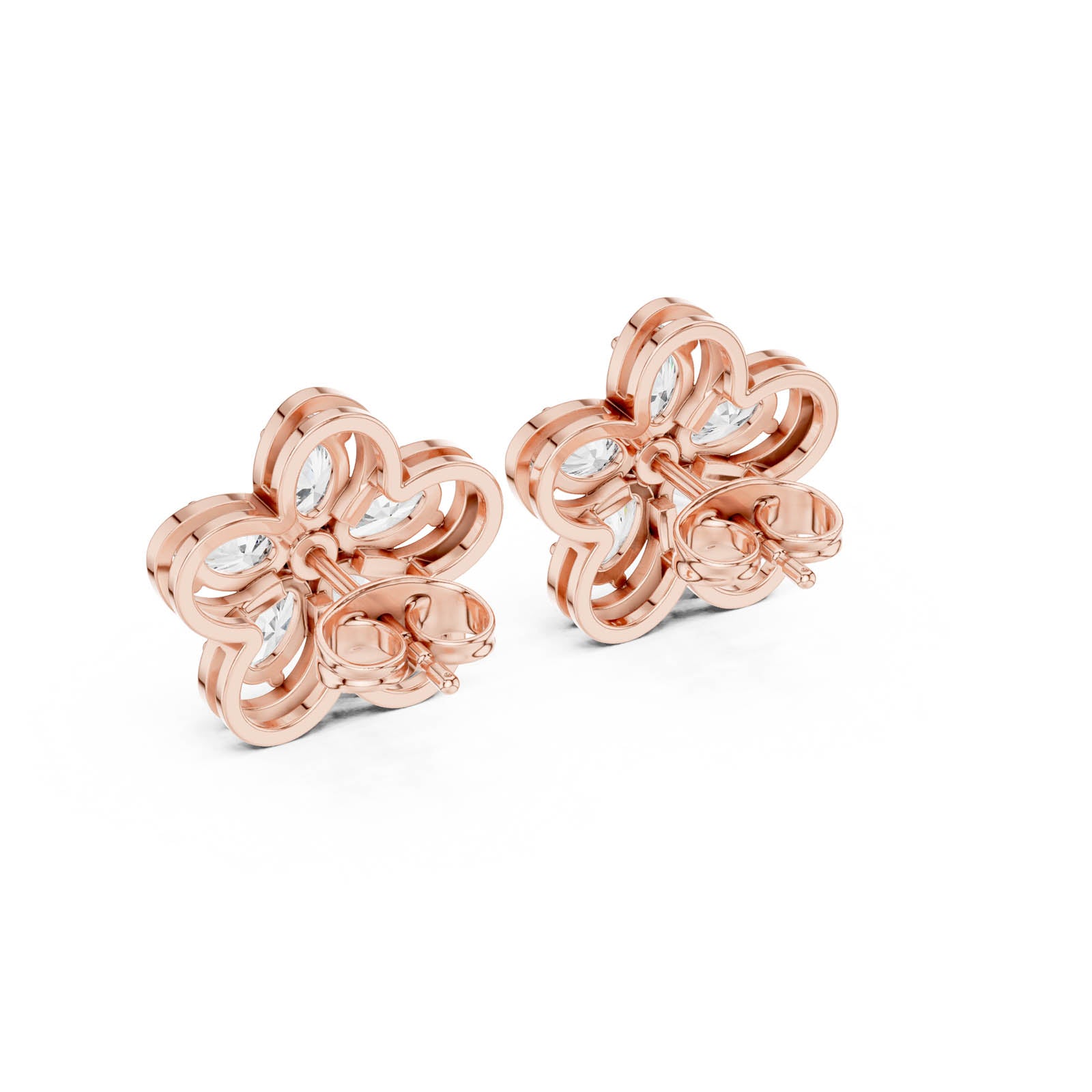 1.59 Ct. Floral Diamond Cluster Earrings with Open Petal Design (AGDER-227) 11