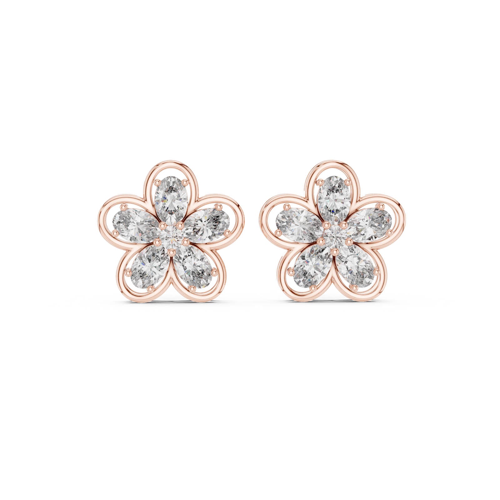 1.59 Ct. Floral Diamond Cluster Earrings with Open Petal Design (AGDER-227) 12