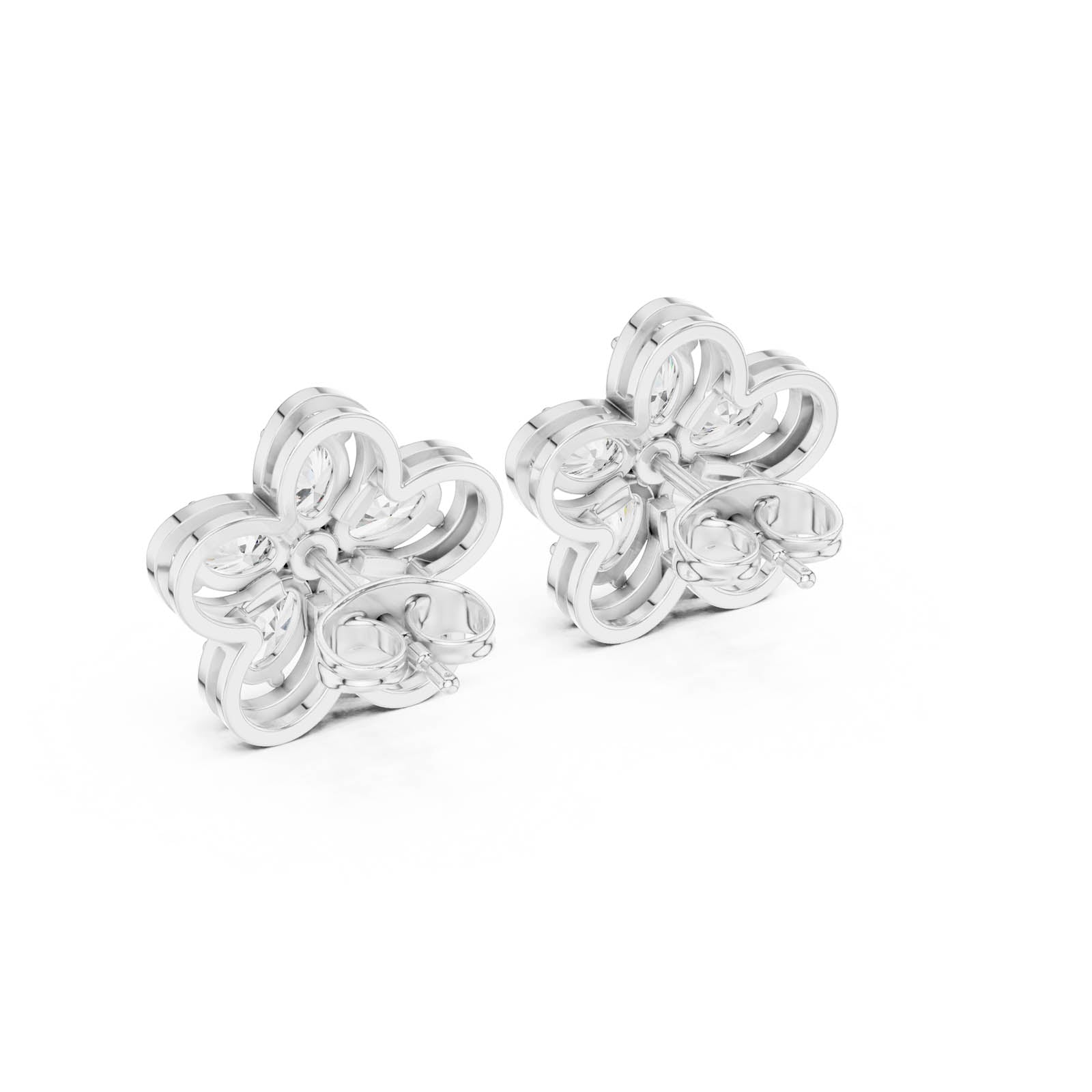 1.59 Ct. Floral Diamond Cluster Earrings with Open Petal Design (AGDER-227) 5