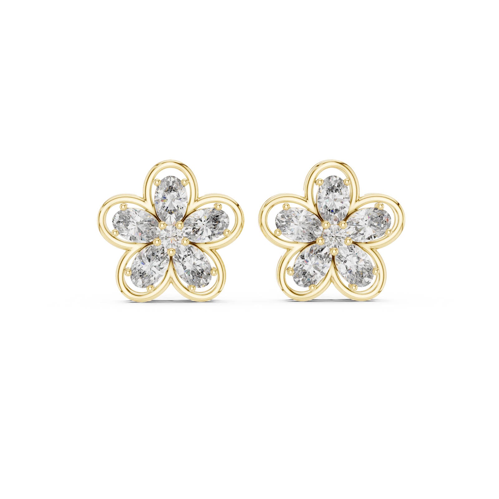 1.59 Ct. Floral Diamond Cluster Earrings with Open Petal Design (AGDER-227) 7