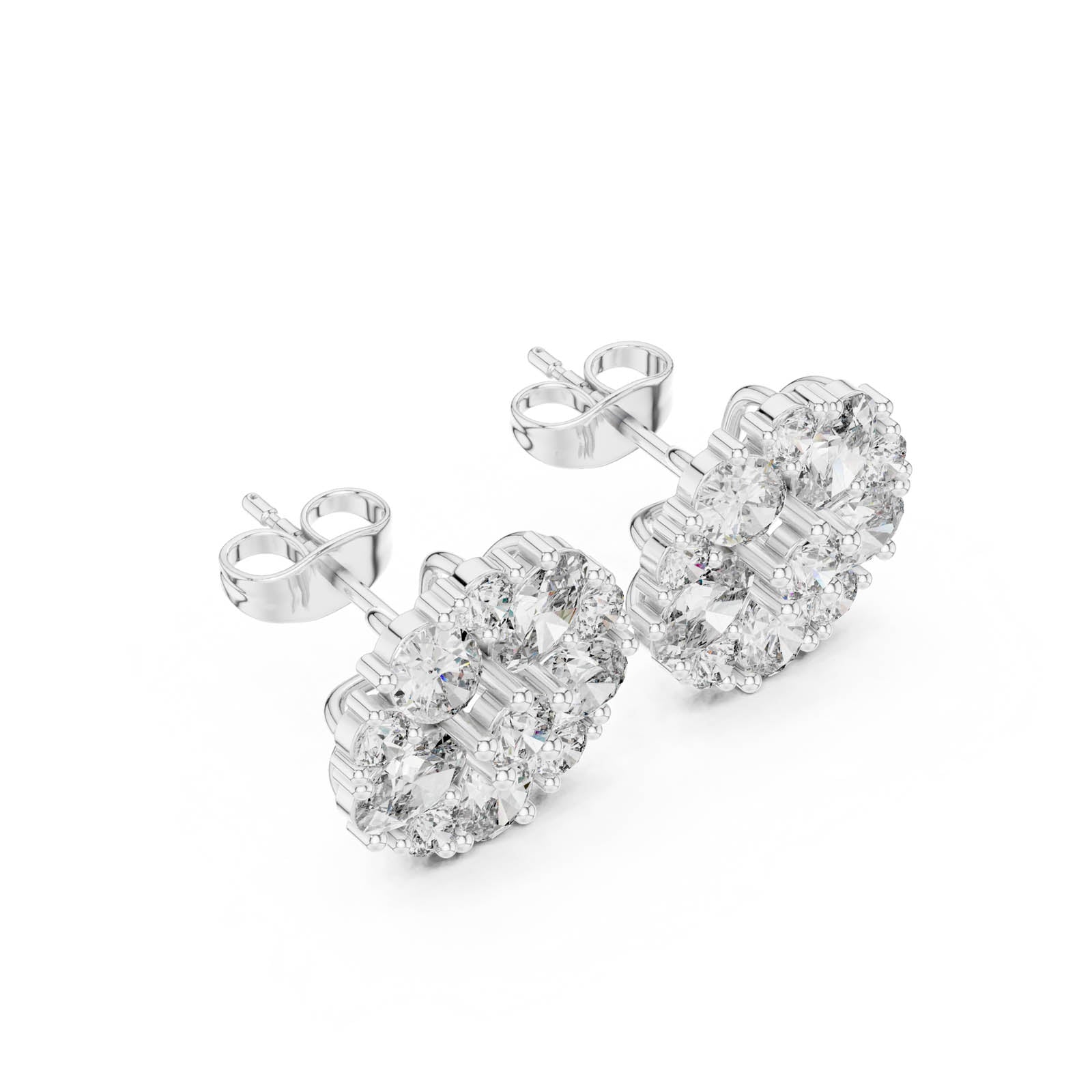 2.97 Ct. Floral Diamond Cluster Earrings with Round and Marquise Diamonds (AGDER-229) 8