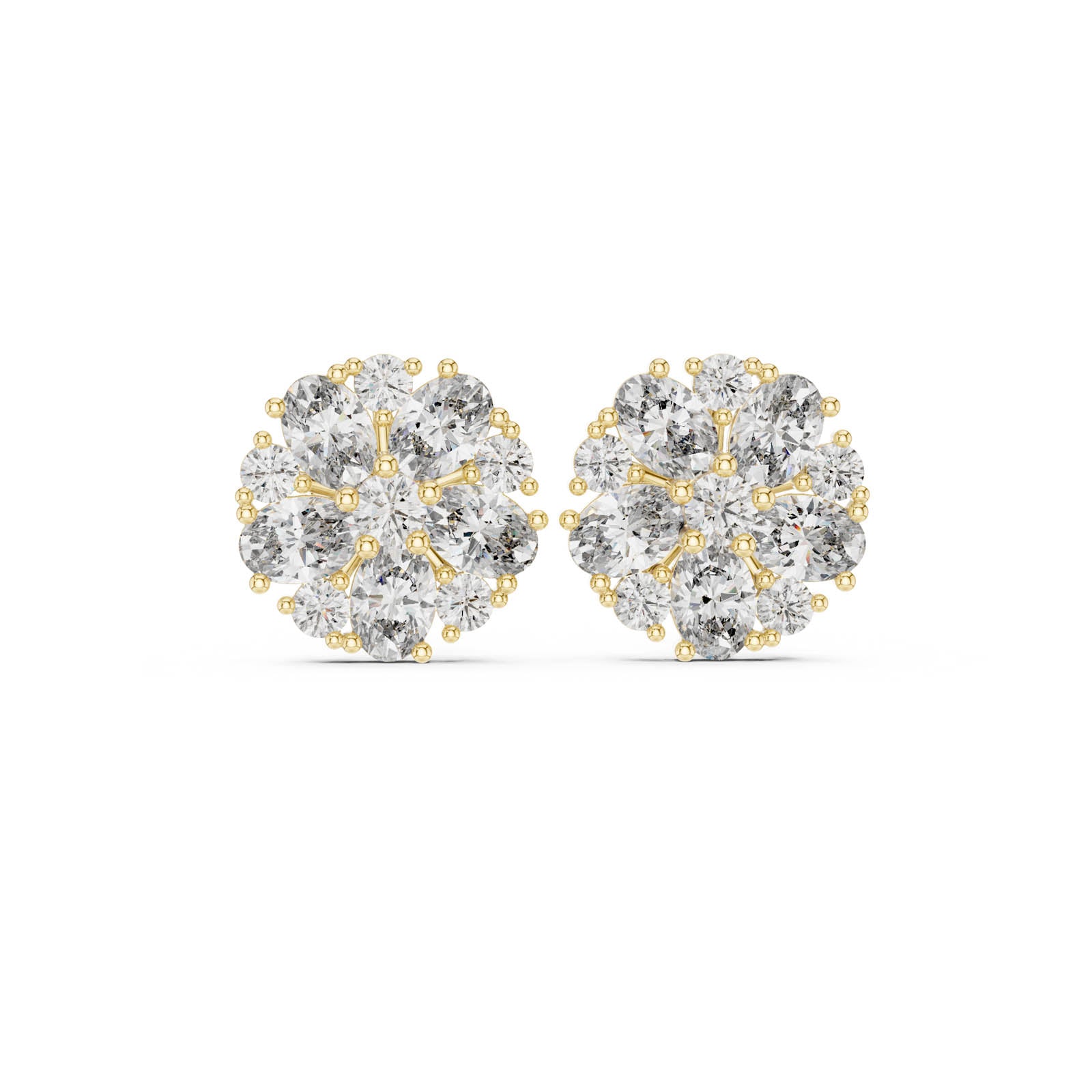 2.97 Ct. Floral Diamond Cluster Earrings with Round and Marquise Diamonds (AGDER-229) 11