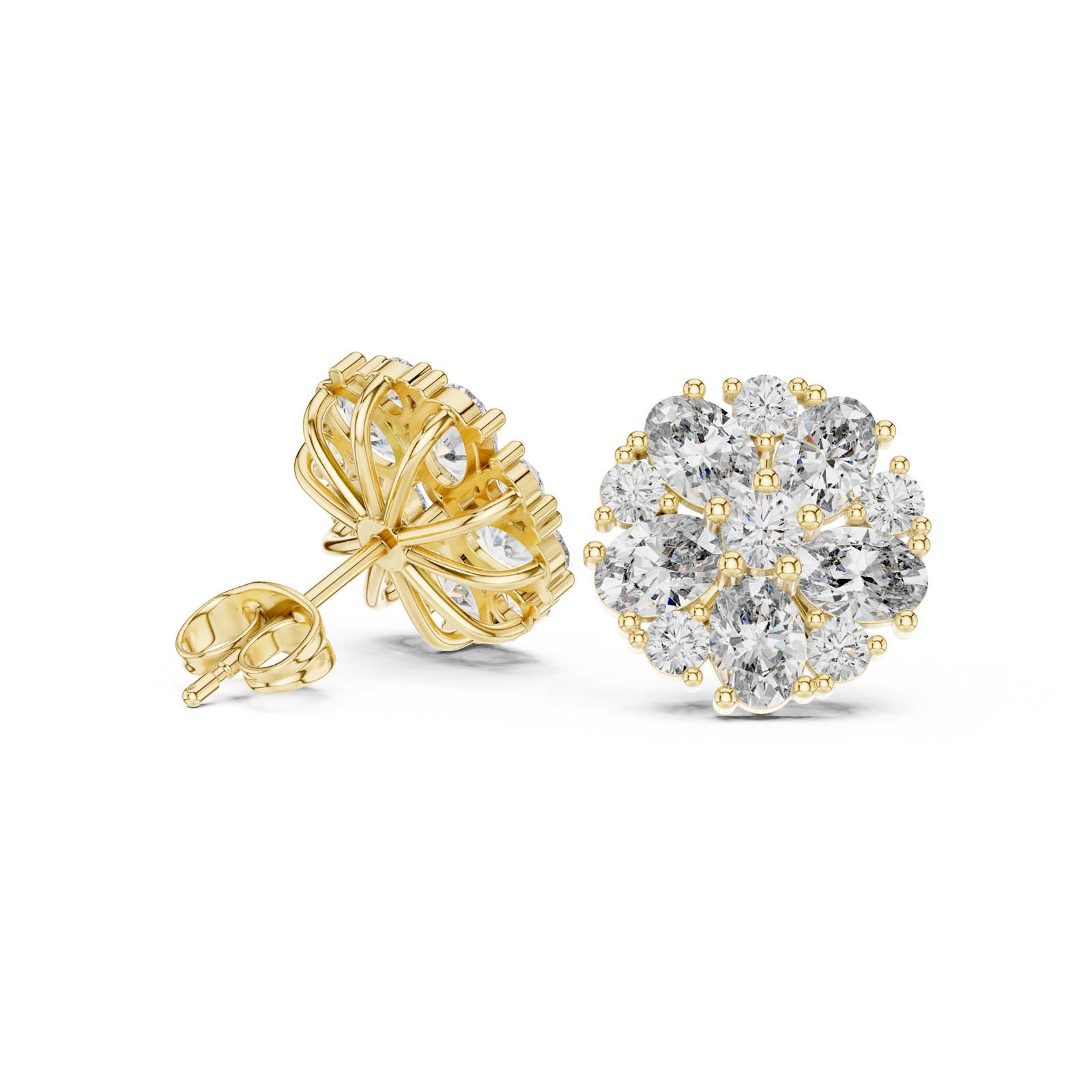2.97 Ct. Floral Diamond Cluster Earrings with Round and Marquise Diamonds (AGDER-229) 13