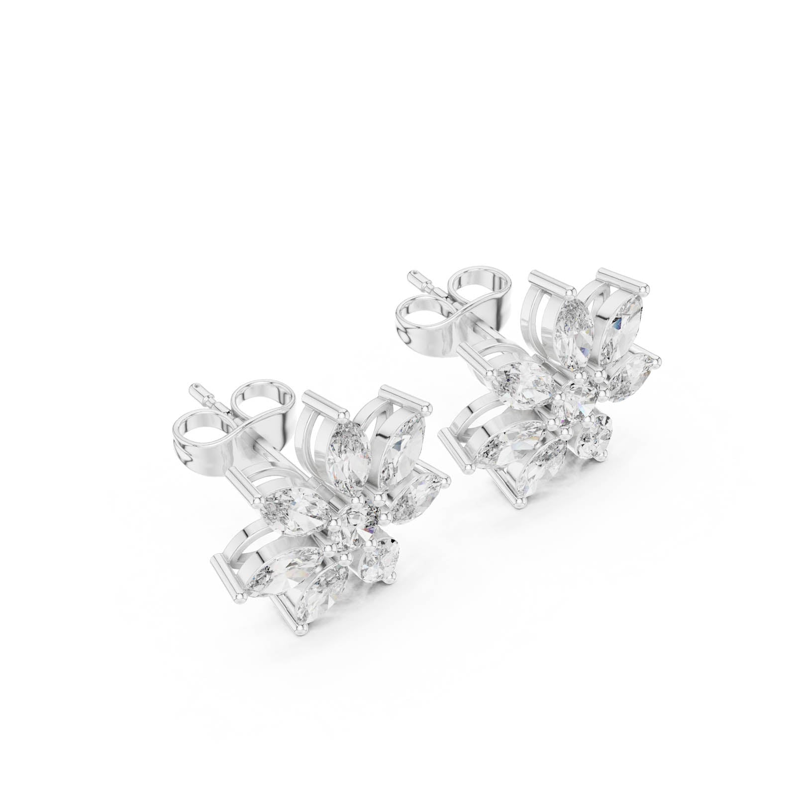 1.59 Ct. Floral Diamond Earrings with Marquise Diamond Petals (AGDER-259) 12