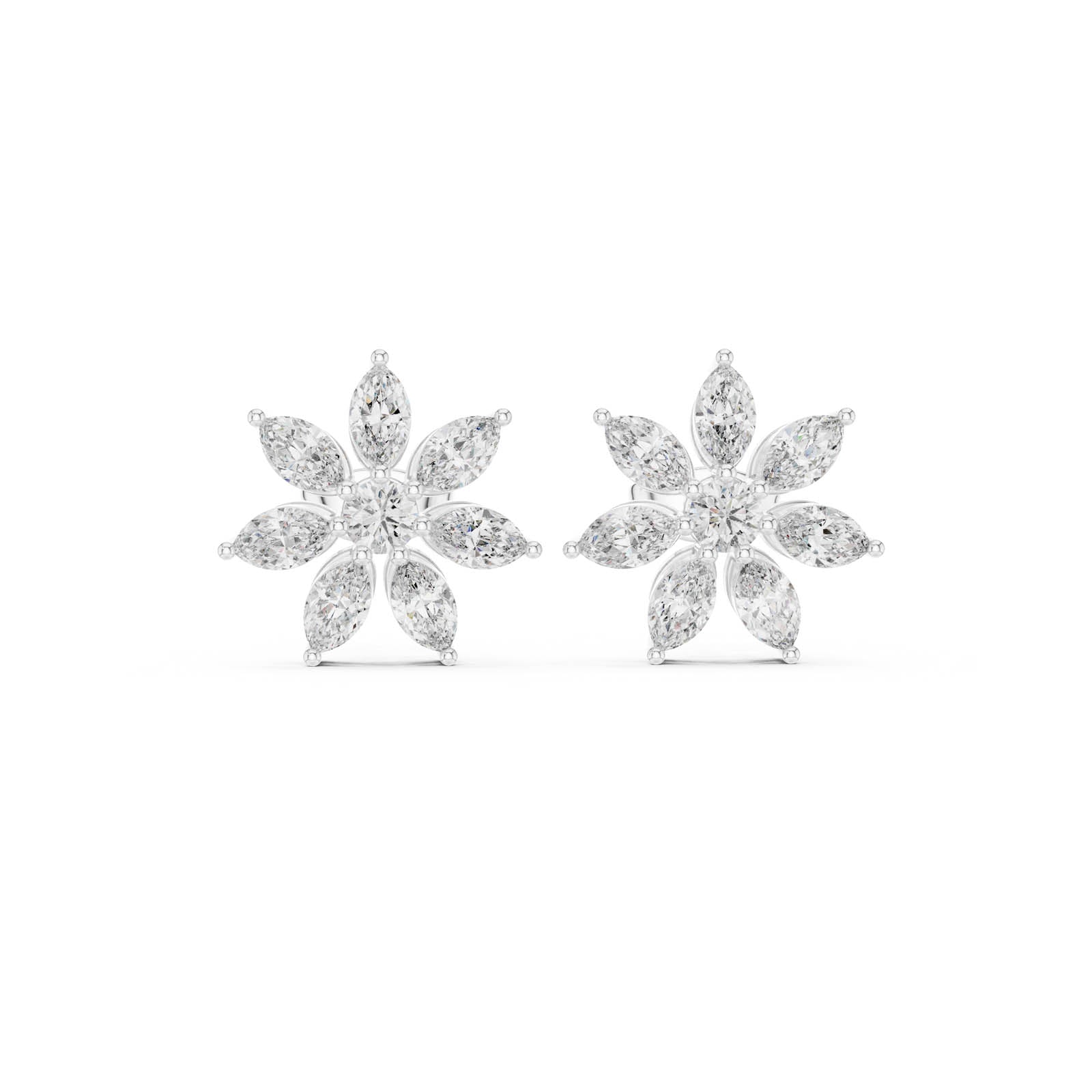 1.59 Ct. Floral Diamond Earrings with Marquise Diamond Petals (AGDER-259) 1