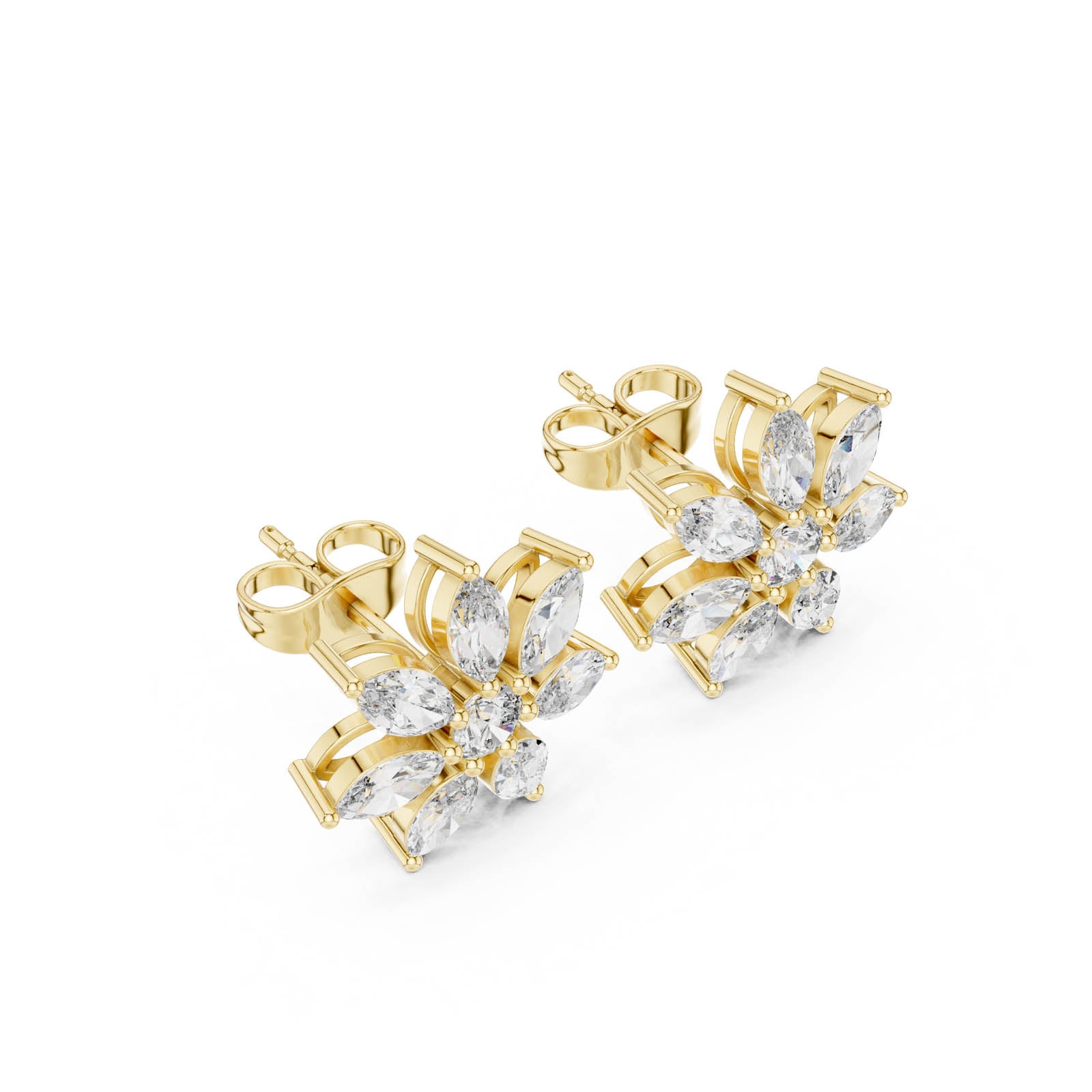 1.59 Ct. Floral Diamond Earrings with Marquise Diamond Petals (AGDER-259) 2