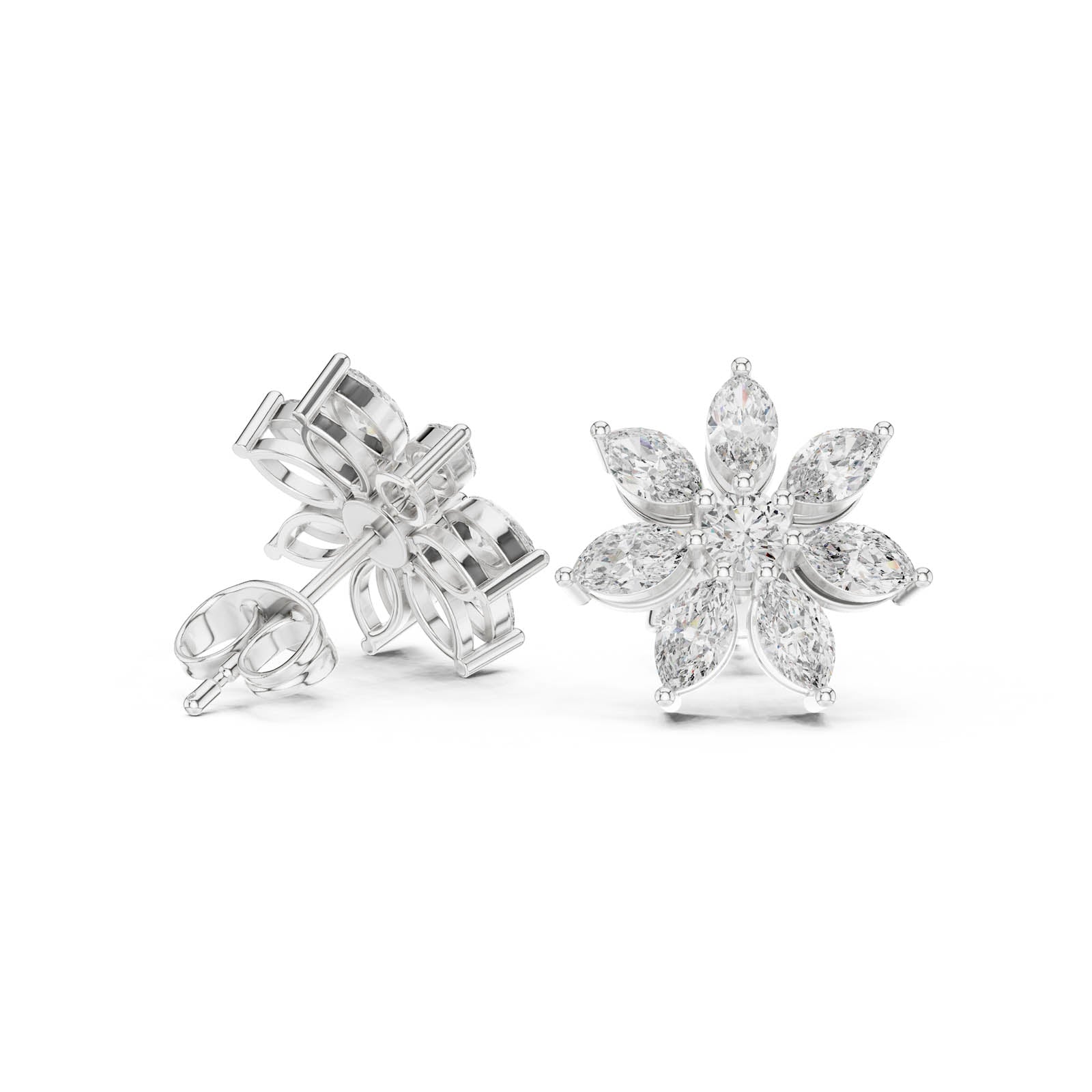 1.59 Ct. Floral Diamond Earrings with Marquise Diamond Petals (AGDER-259) 6