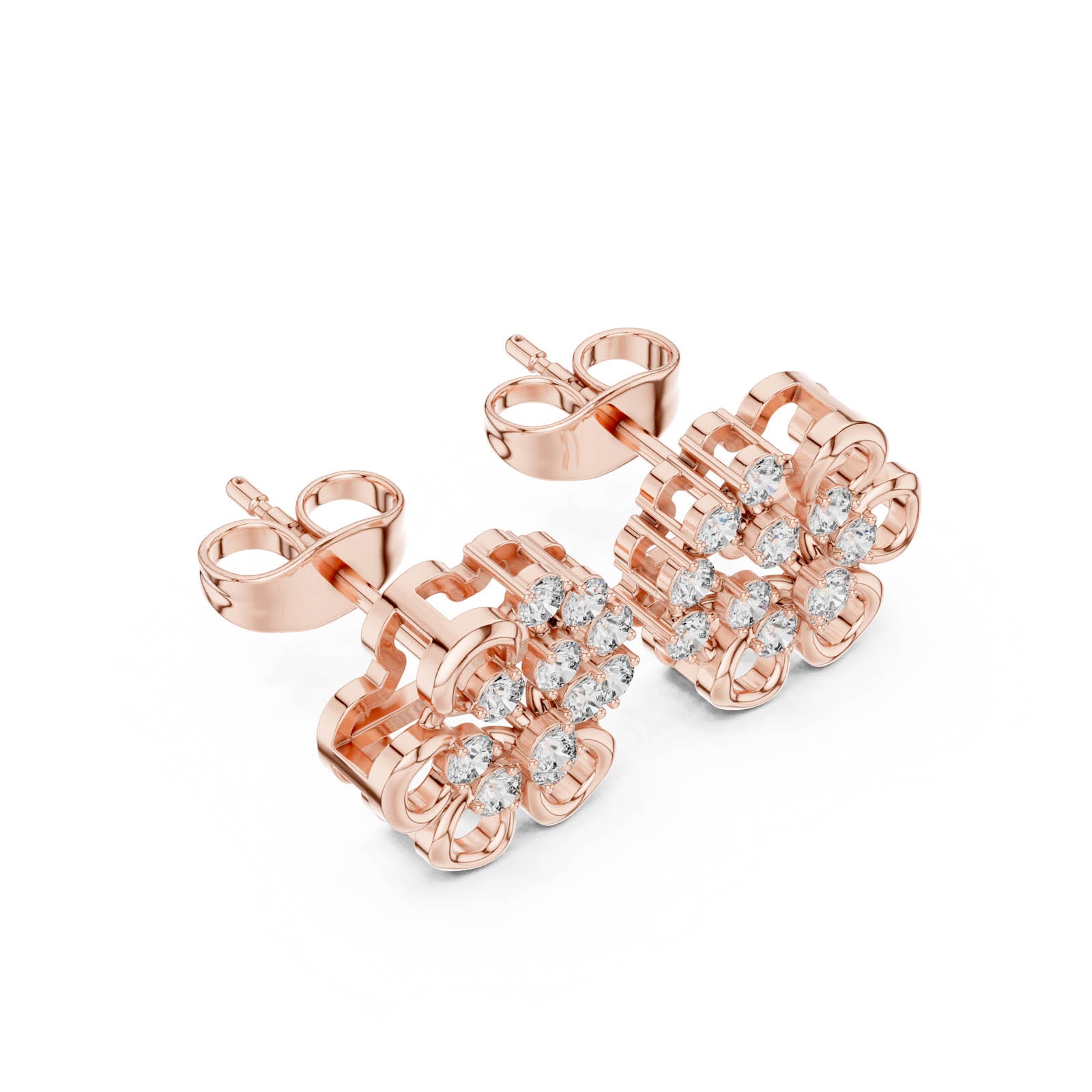 .44 Ct. Floral Round Diamond Cluster Earrings with Openwork Design (AGDER-307) 10