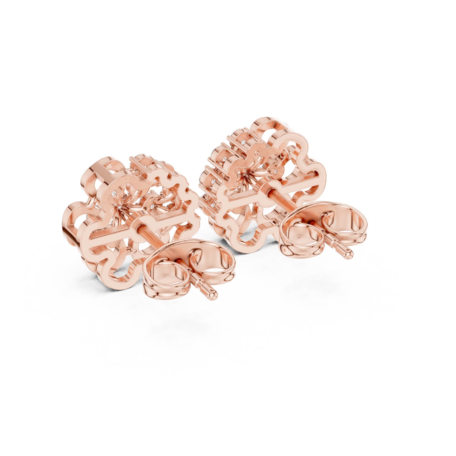 .44 Ct. Floral Round Diamond Cluster Earrings with Openwork Design (AGDER-307) 11