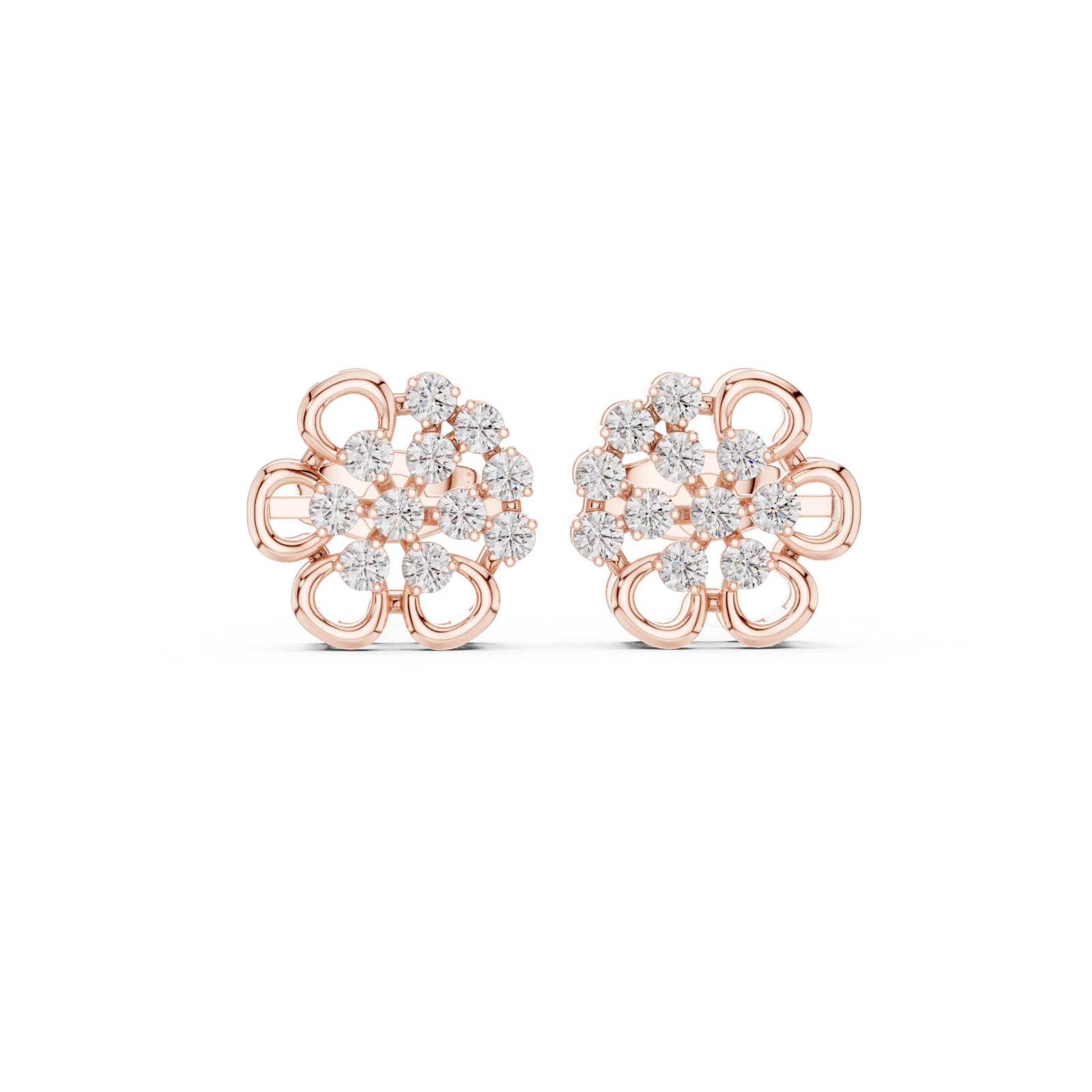 .44 Ct. Floral Round Diamond Cluster Earrings with Openwork Design (AGDER-307) 12