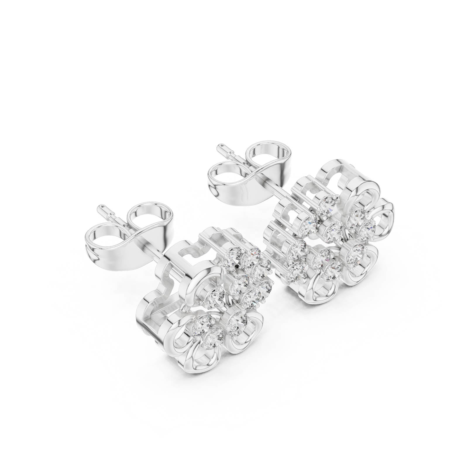.44 Ct. Floral Round Diamond Cluster Earrings with Openwork Design (AGDER-307) 13