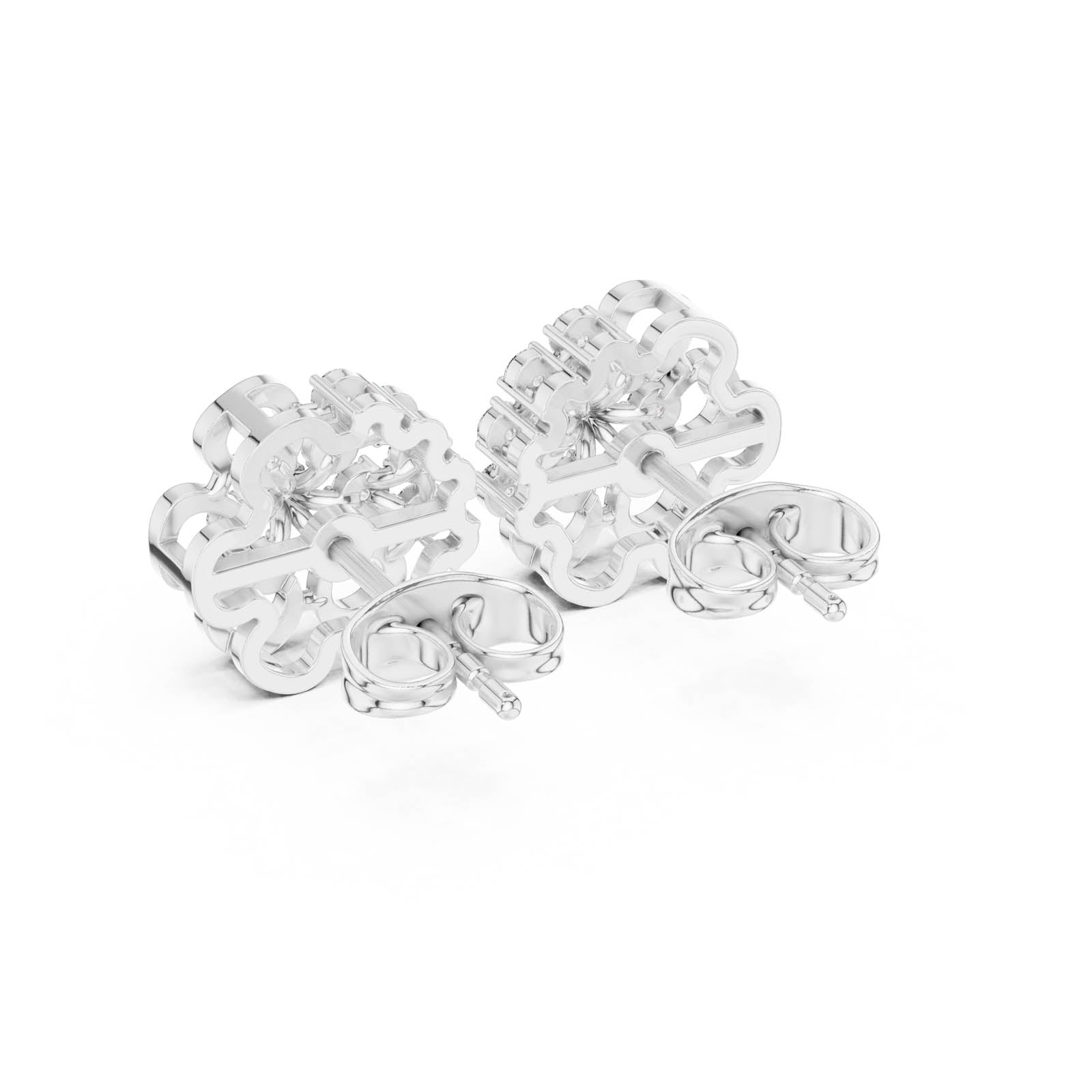 .44 Ct. Floral Round Diamond Cluster Earrings with Openwork Design (AGDER-307) 5
