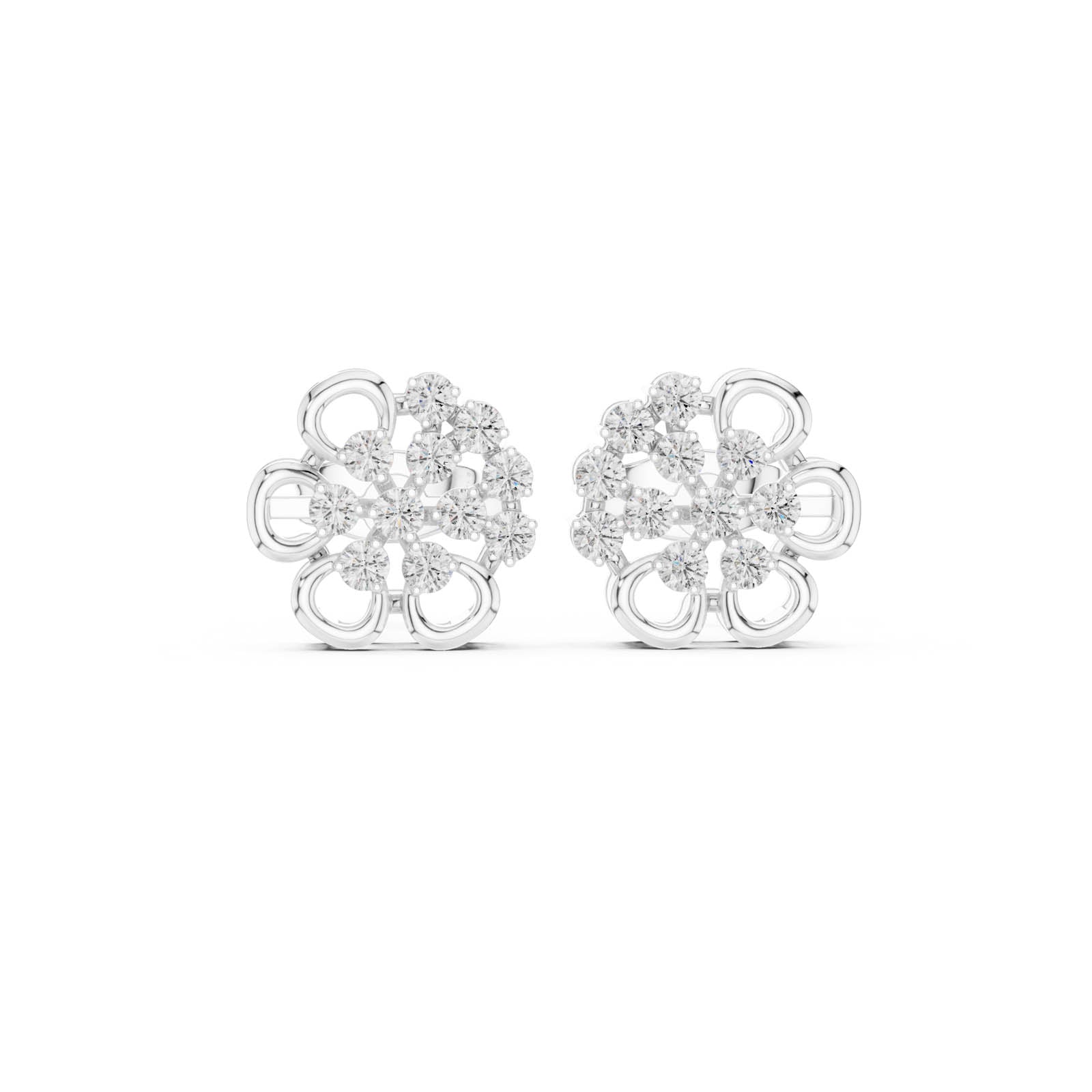 .44 Ct. Floral Round Diamond Cluster Earrings with Openwork Design (AGDER-307) 1