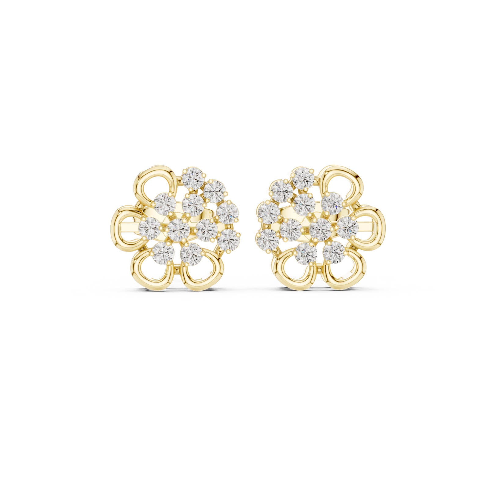 .44 Ct. Floral Round Diamond Cluster Earrings with Openwork Design (AGDER-307) 7