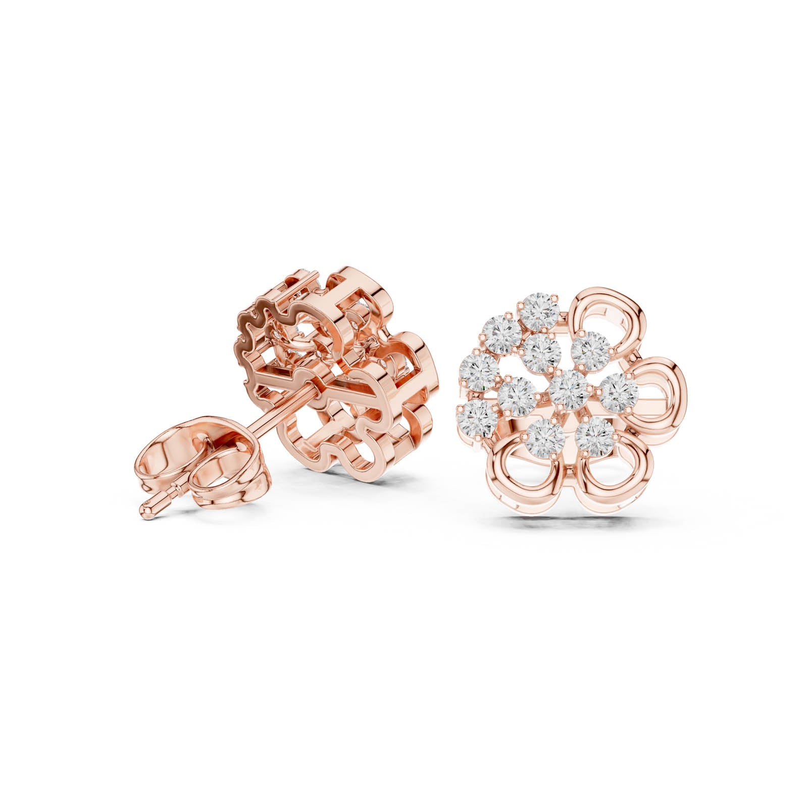 .44 Ct. Floral Round Diamond Cluster Earrings with Openwork Design (AGDER-307) 4