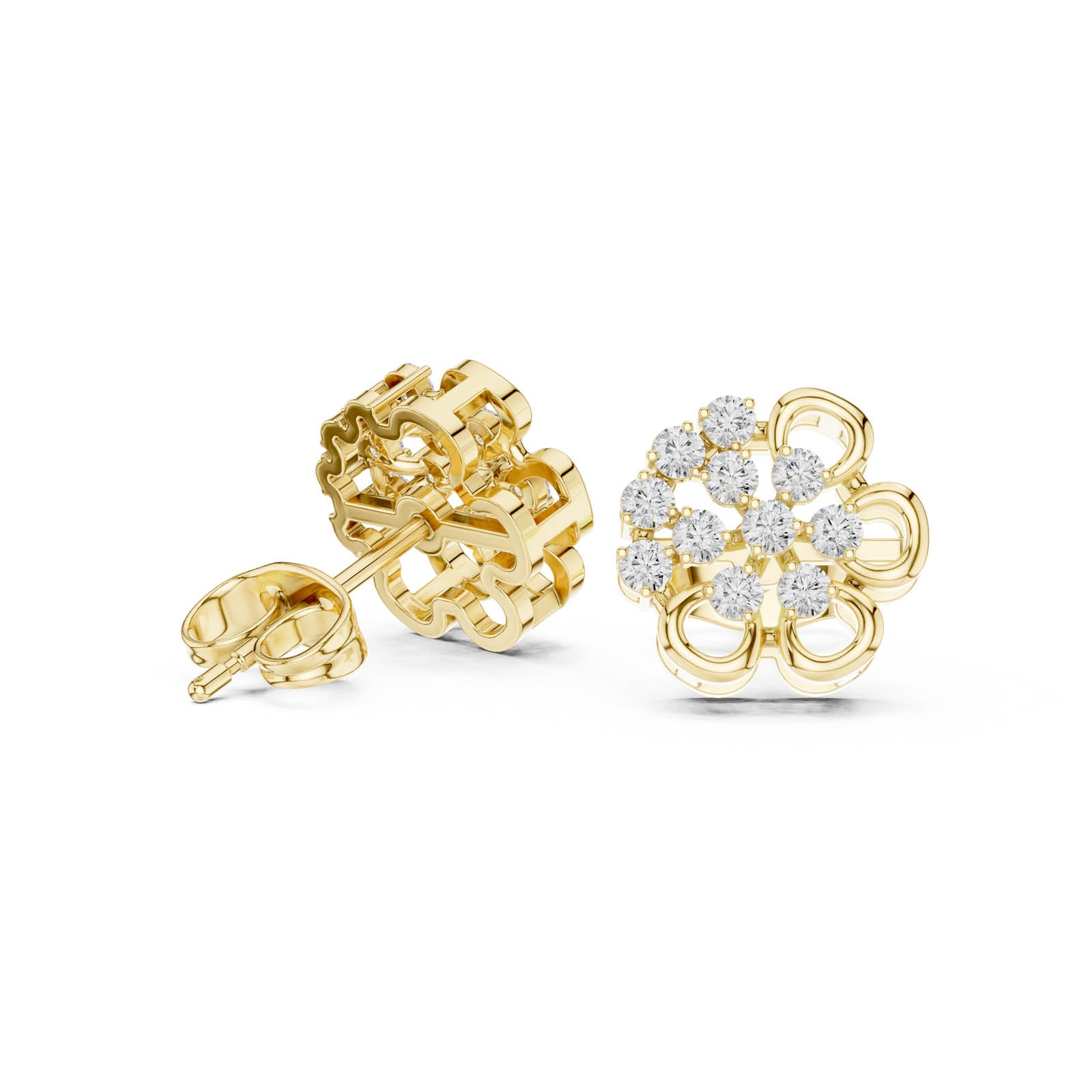 .44 Ct. Floral Round Diamond Cluster Earrings with Openwork Design (AGDER-307) 9
