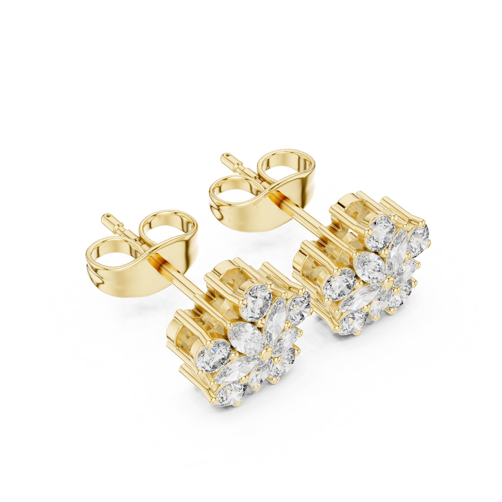 .62 Ct. Floral Diamond Cluster Earrings with Round and Marquise Diamonds (AGDER-311) 2
