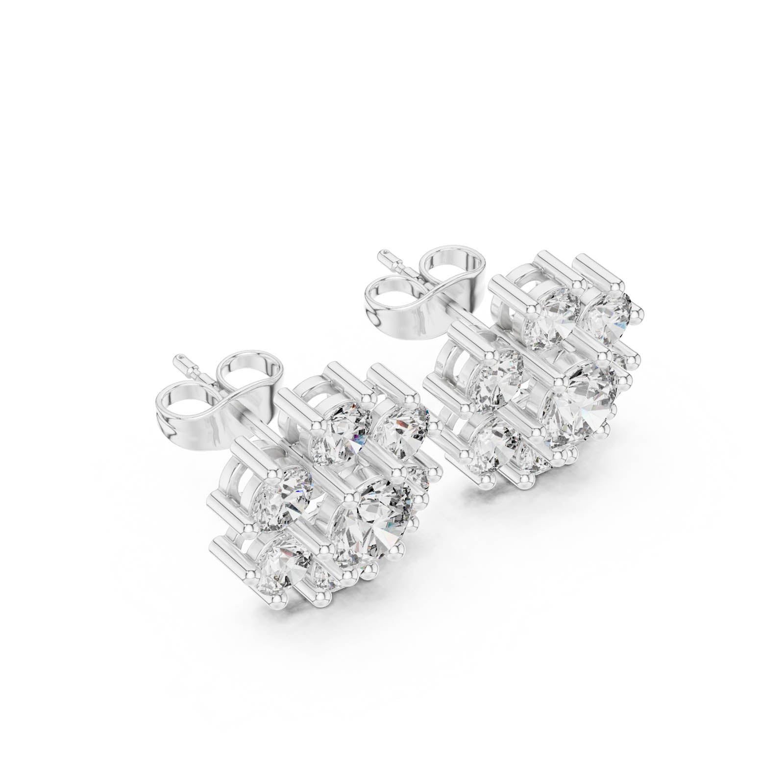 2.98 Ct. Floral Round Diamond Cluster Earrings (AGDER-341) 12