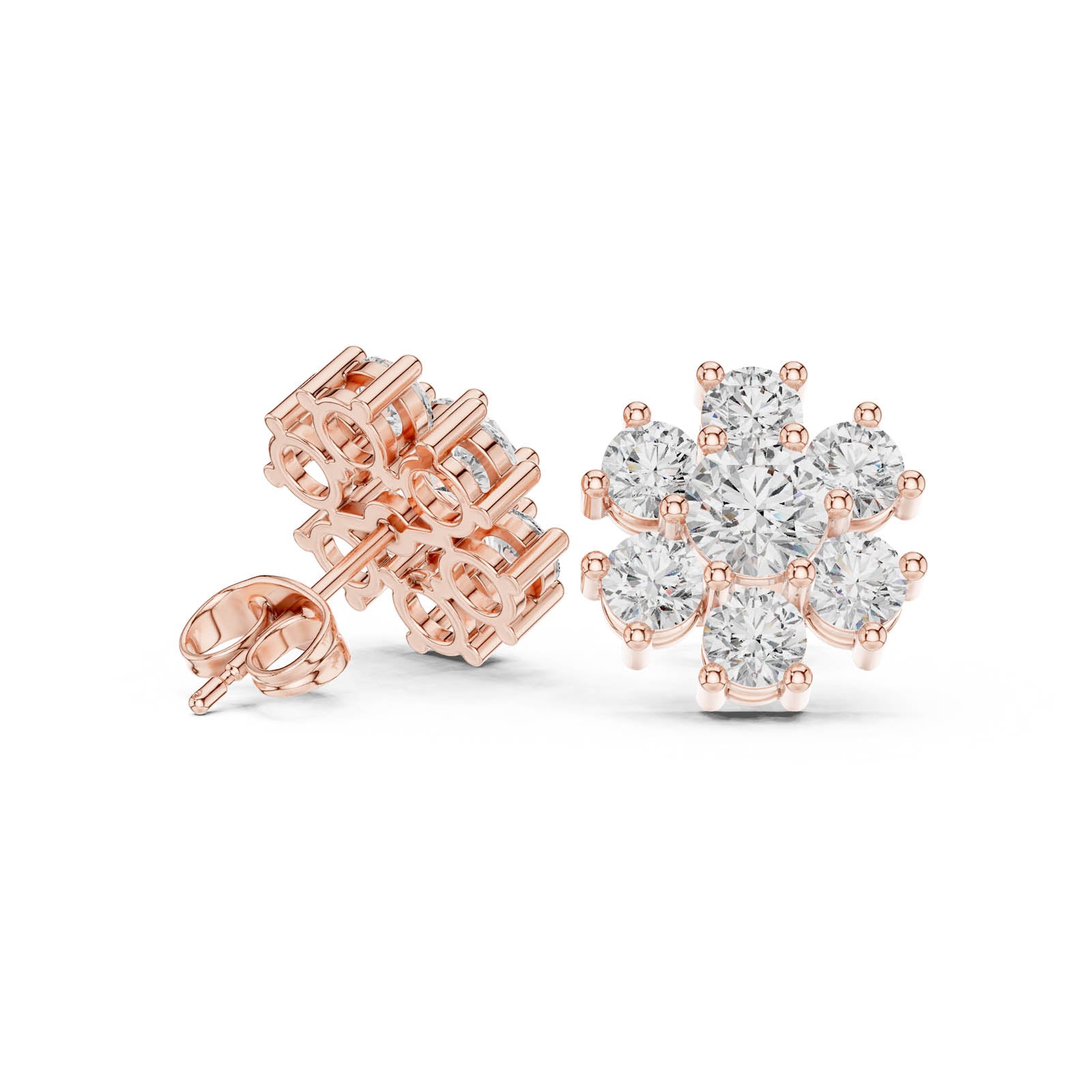 2.98 Ct. Floral Round Diamond Cluster Earrings (AGDER-341) 4