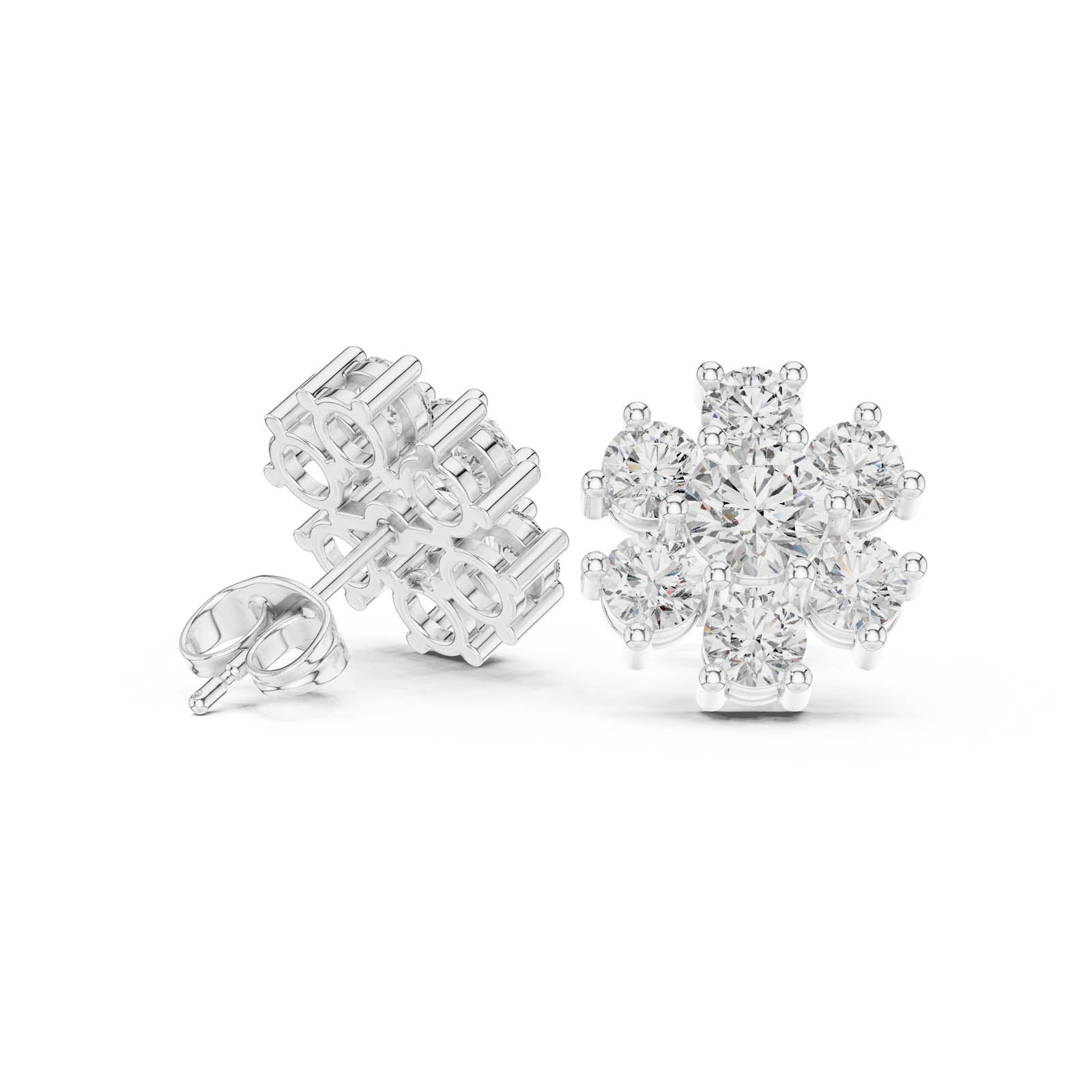 2.98 Ct. Floral Round Diamond Cluster Earrings (AGDER-341) 7