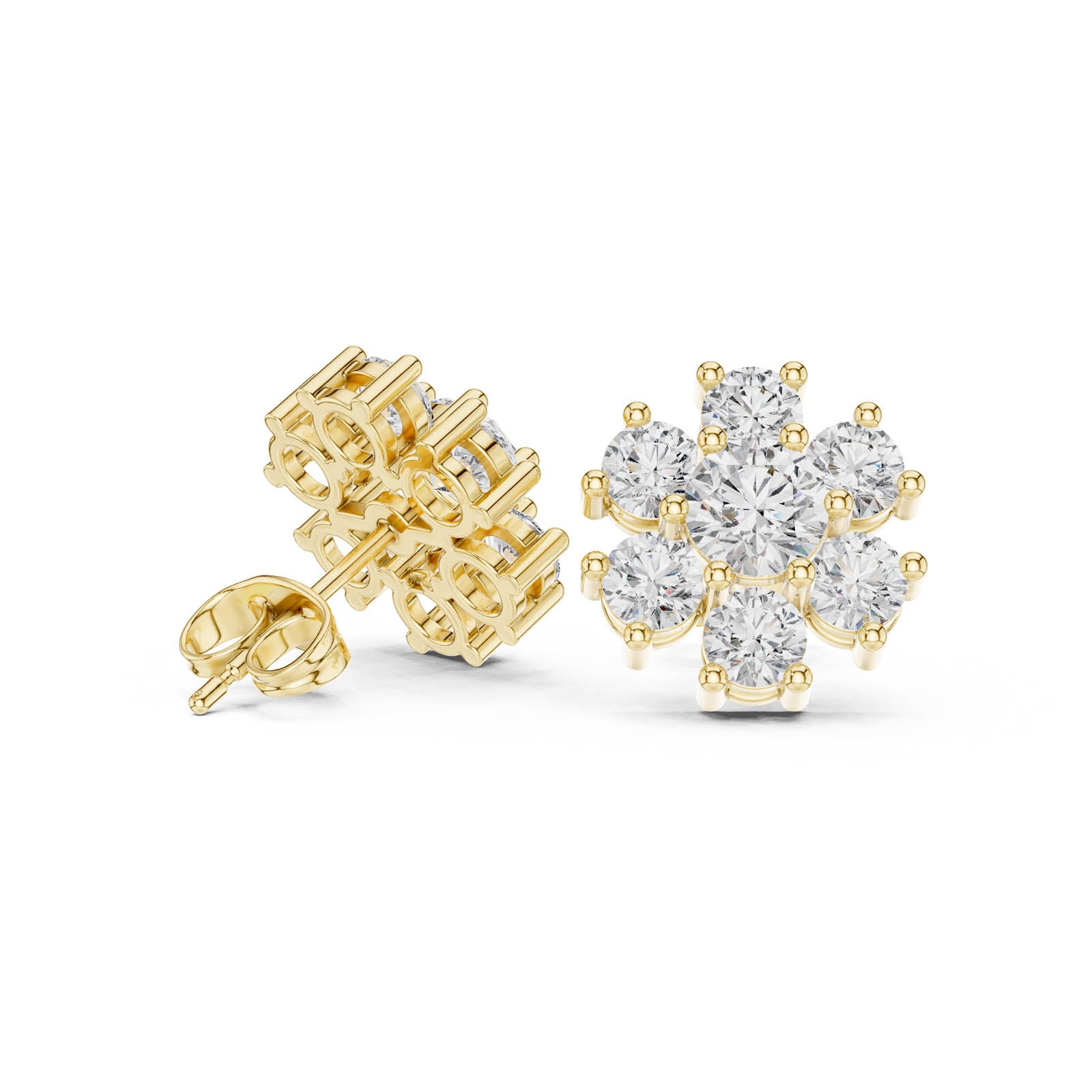 2.98 Ct. Floral Round Diamond Cluster Earrings (AGDER-341) 8