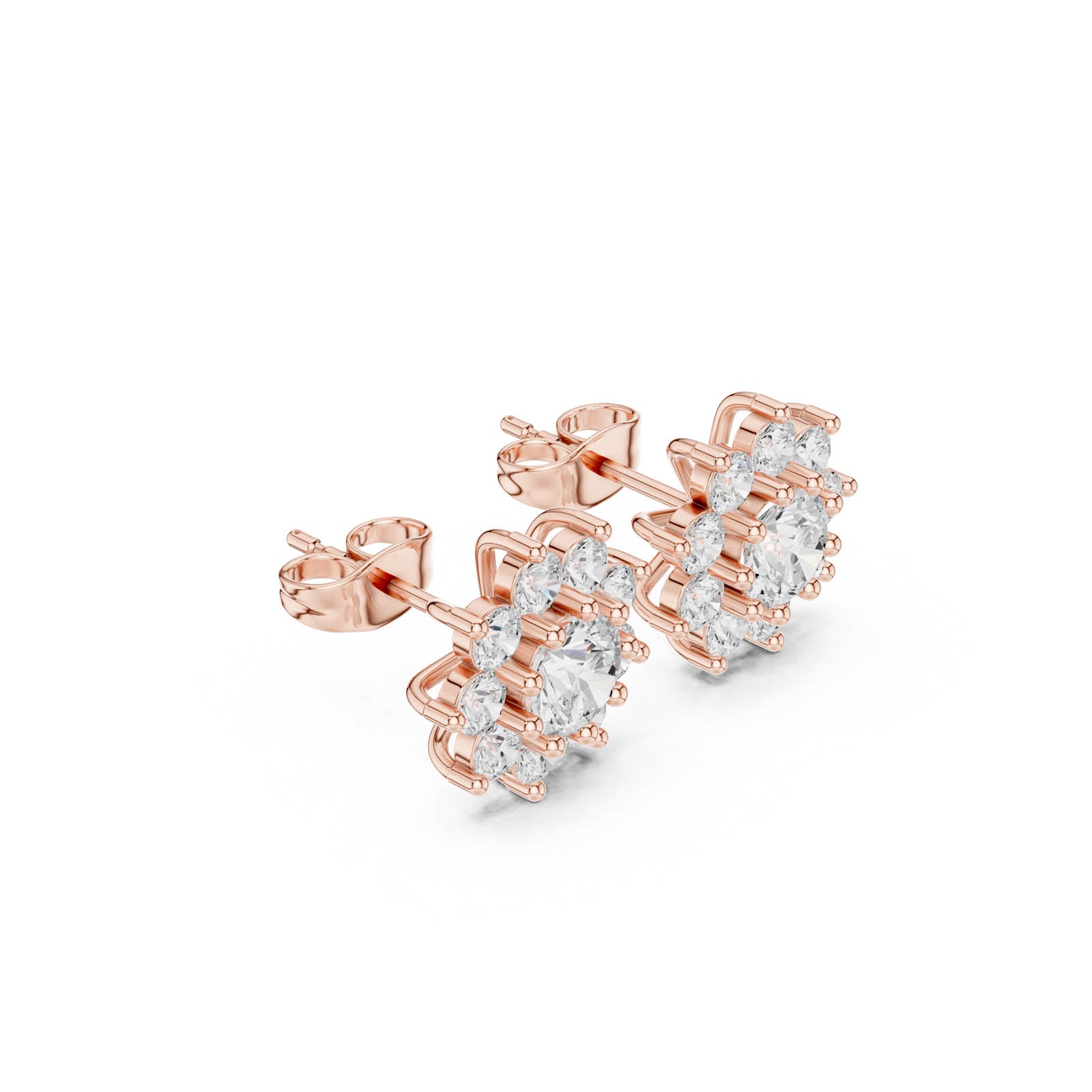 2.17 Ct. Floral Round Diamond Cluster Earrings (AGDER-378) 9
