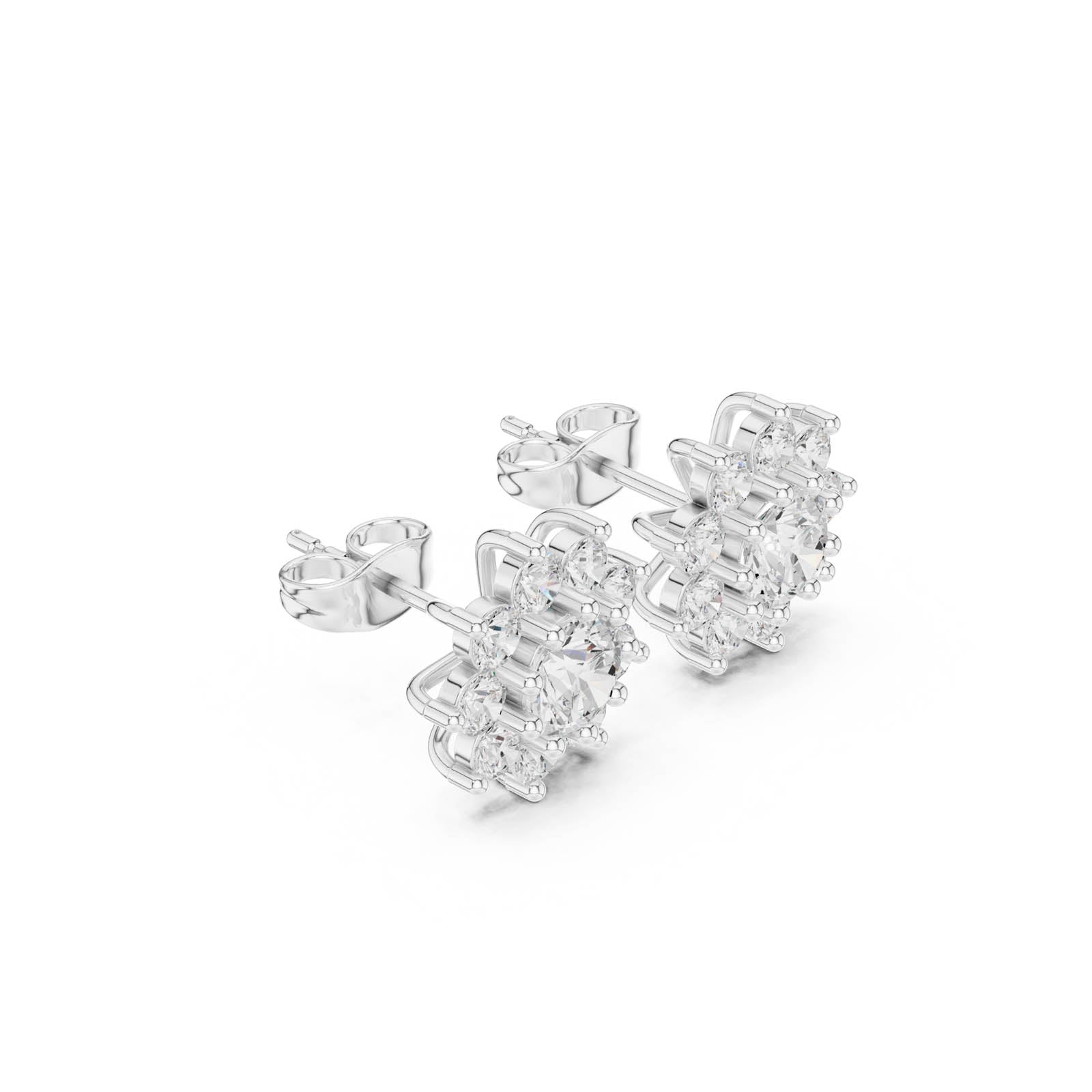 2.17 Ct. Floral Round Diamond Cluster Earrings (AGDER-378) 12