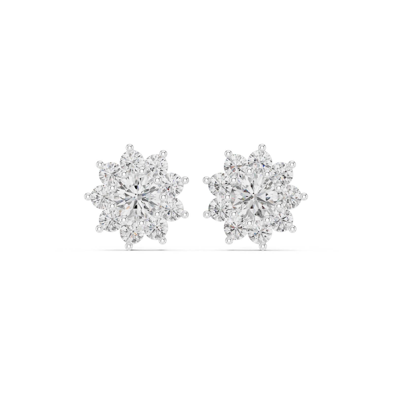 2.17 Ct. Floral Round Diamond Cluster Earrings (AGDER-378) 1